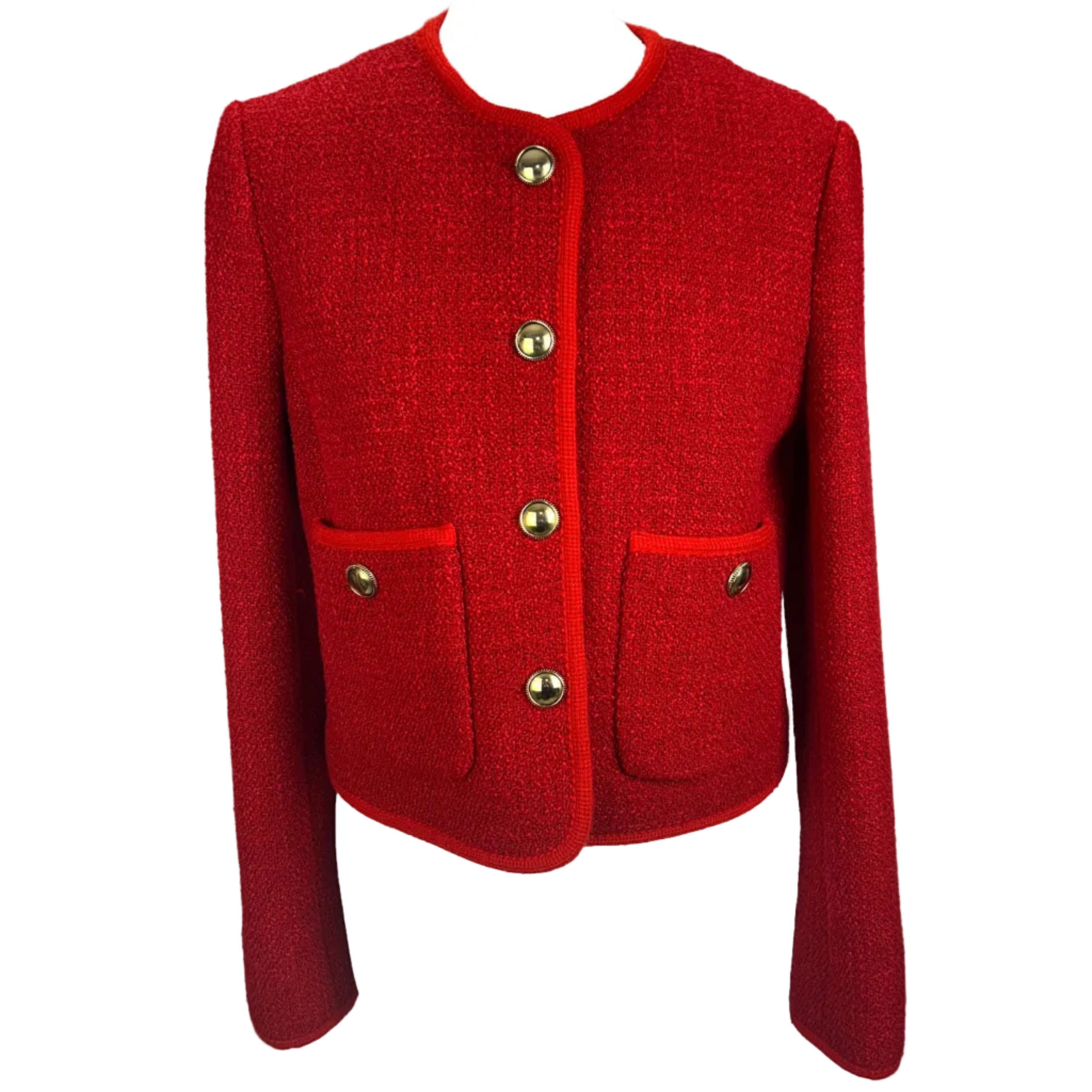 Me&Em £325 Red Boucle Crop Jacket S