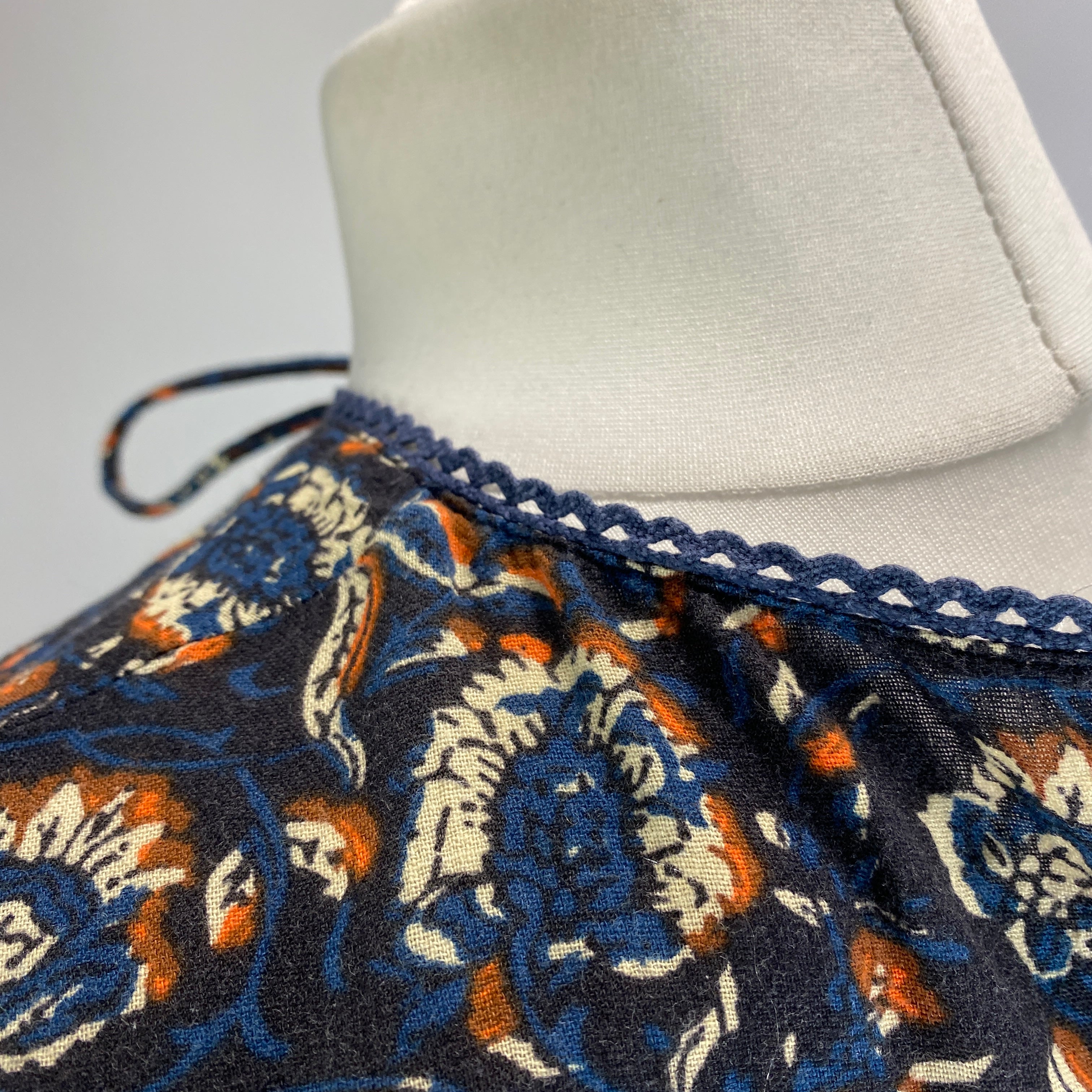 M.A.B.E. £135 Navy Indian Print Cotton Mini Dress M