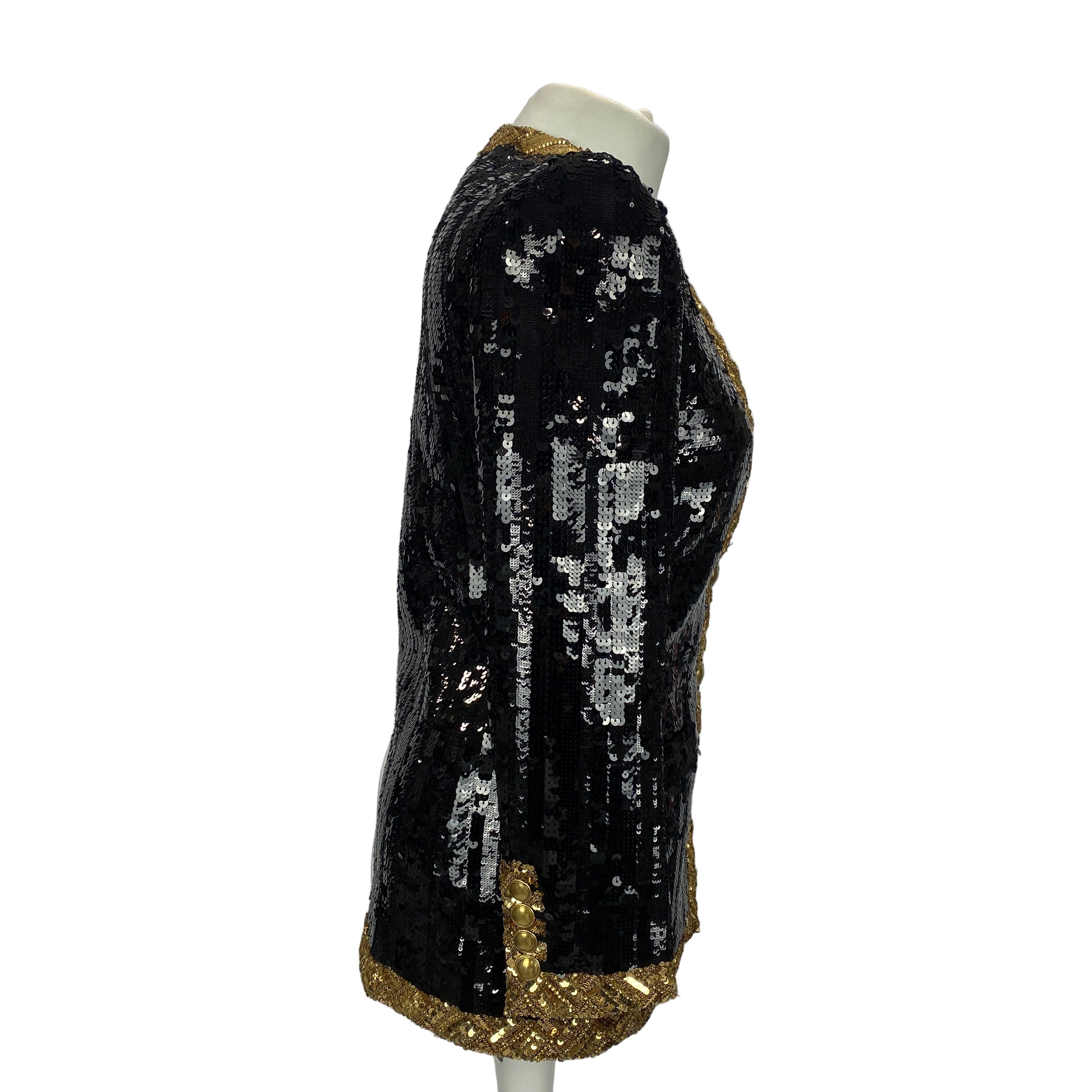 Saint Laurent New Black & Gold Sequin Jacket XS