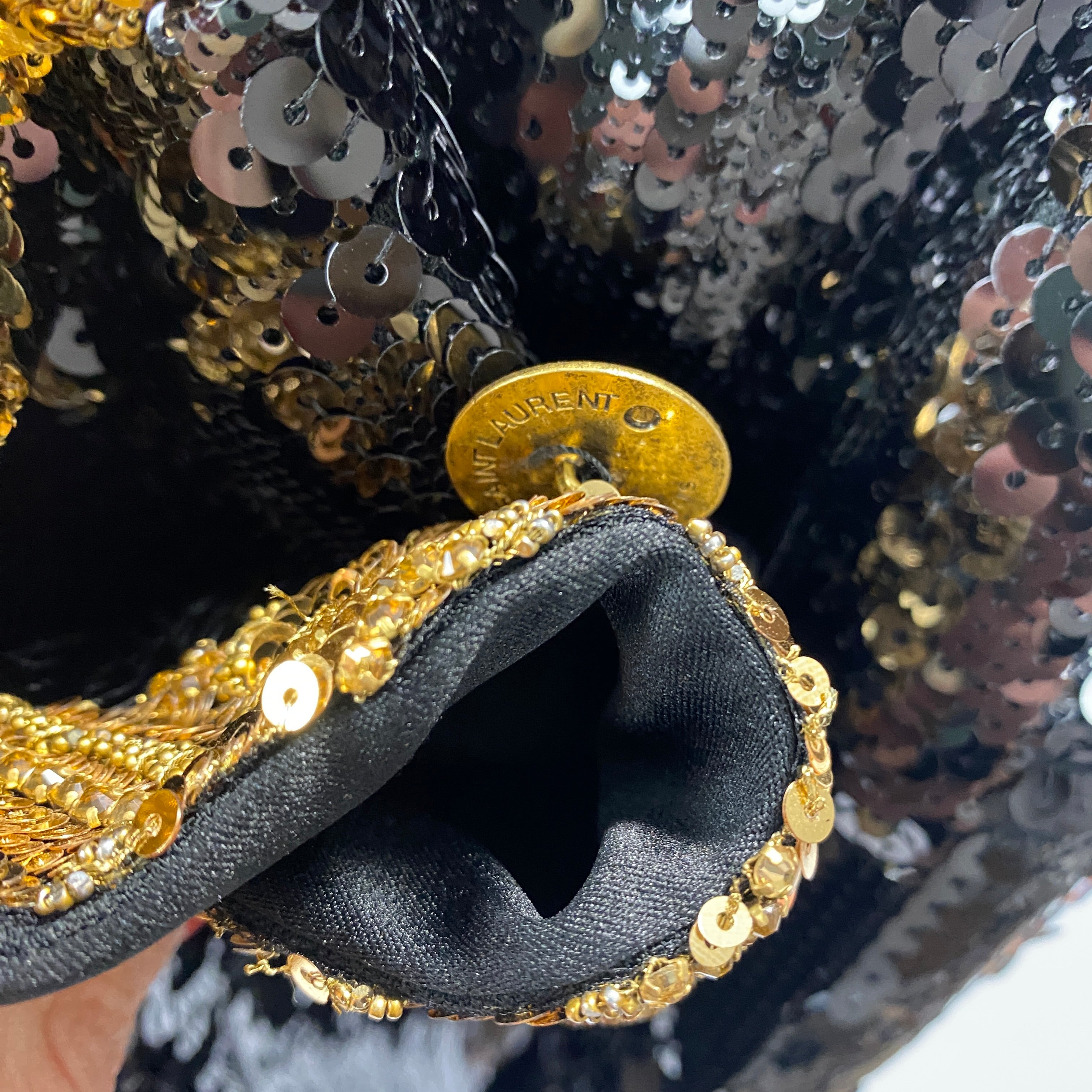 Saint Laurent New Black & Gold Sequin Jacket XS