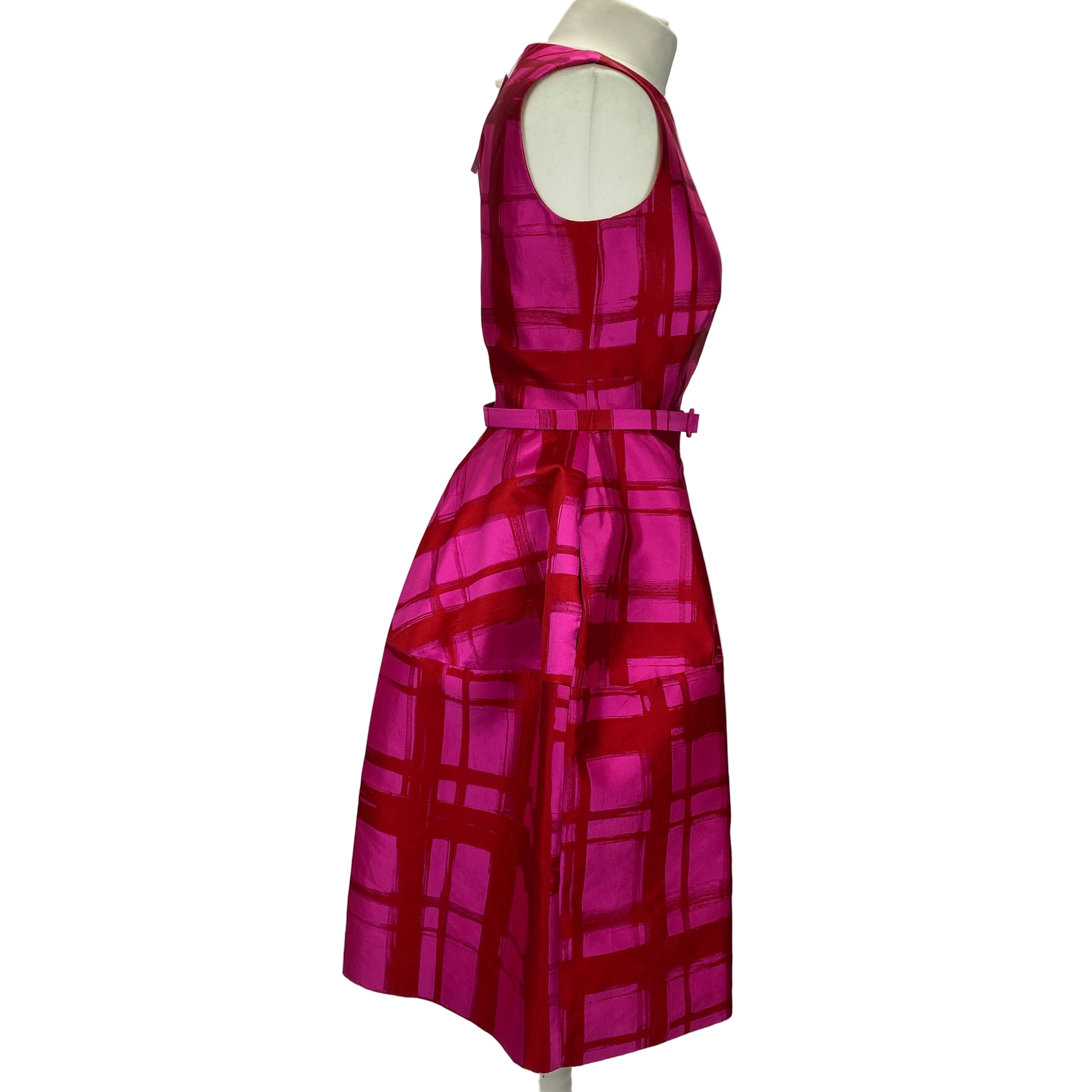 Carolina Herrera Ruby & Fuchsia Silk Faille Midi Dress S/M