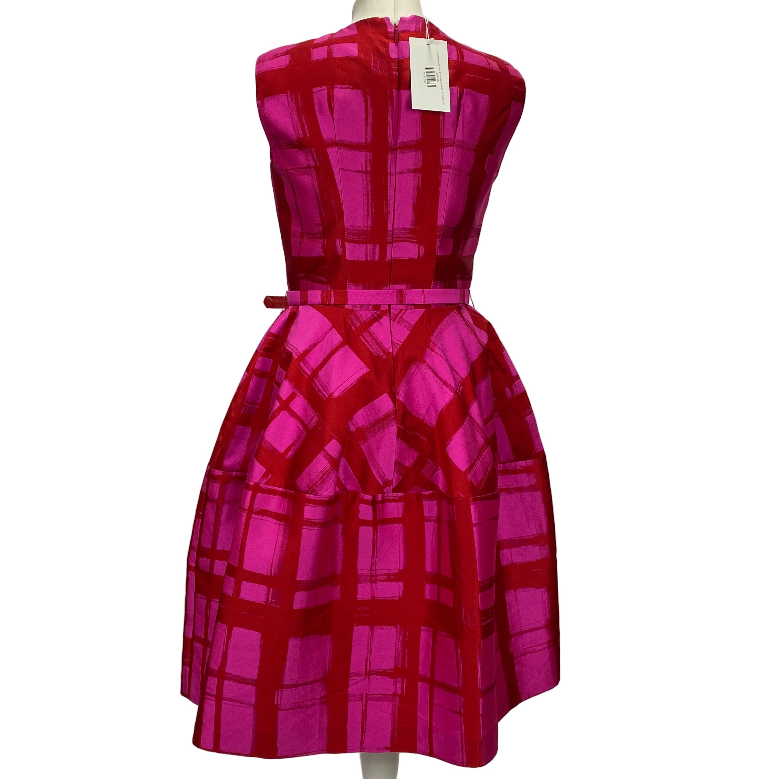 Carolina Herrera Ruby & Fuchsia Silk Faille Midi Dress S/M