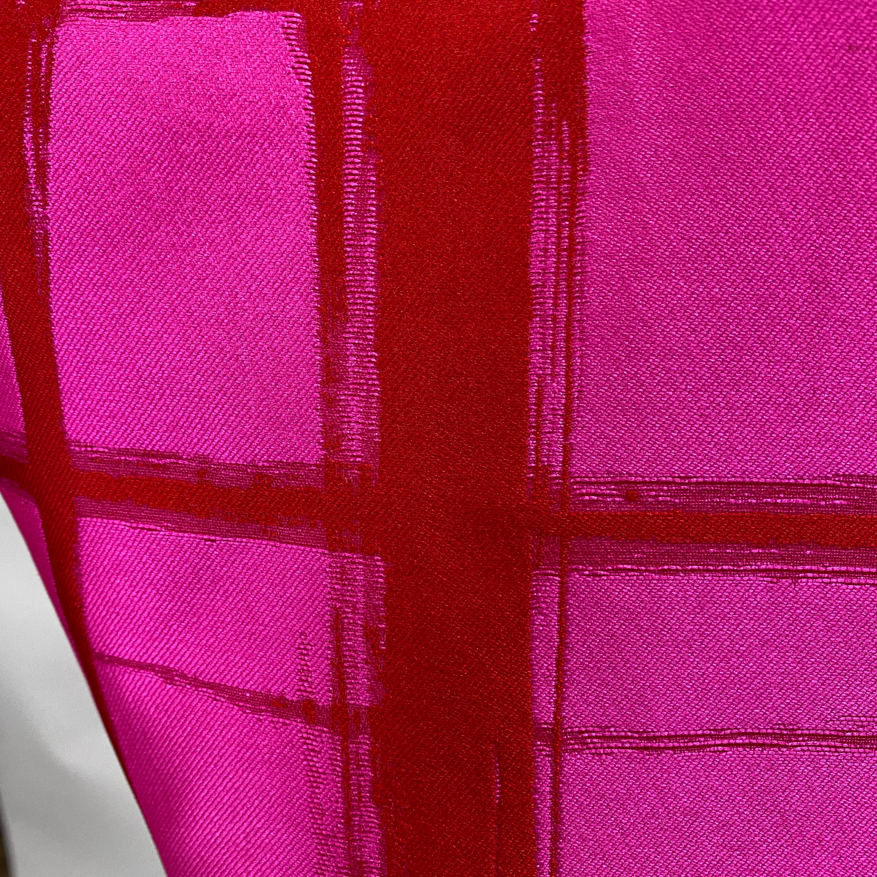 Carolina Herrera Ruby & Fuchsia Silk Faille Midi Dress S/M