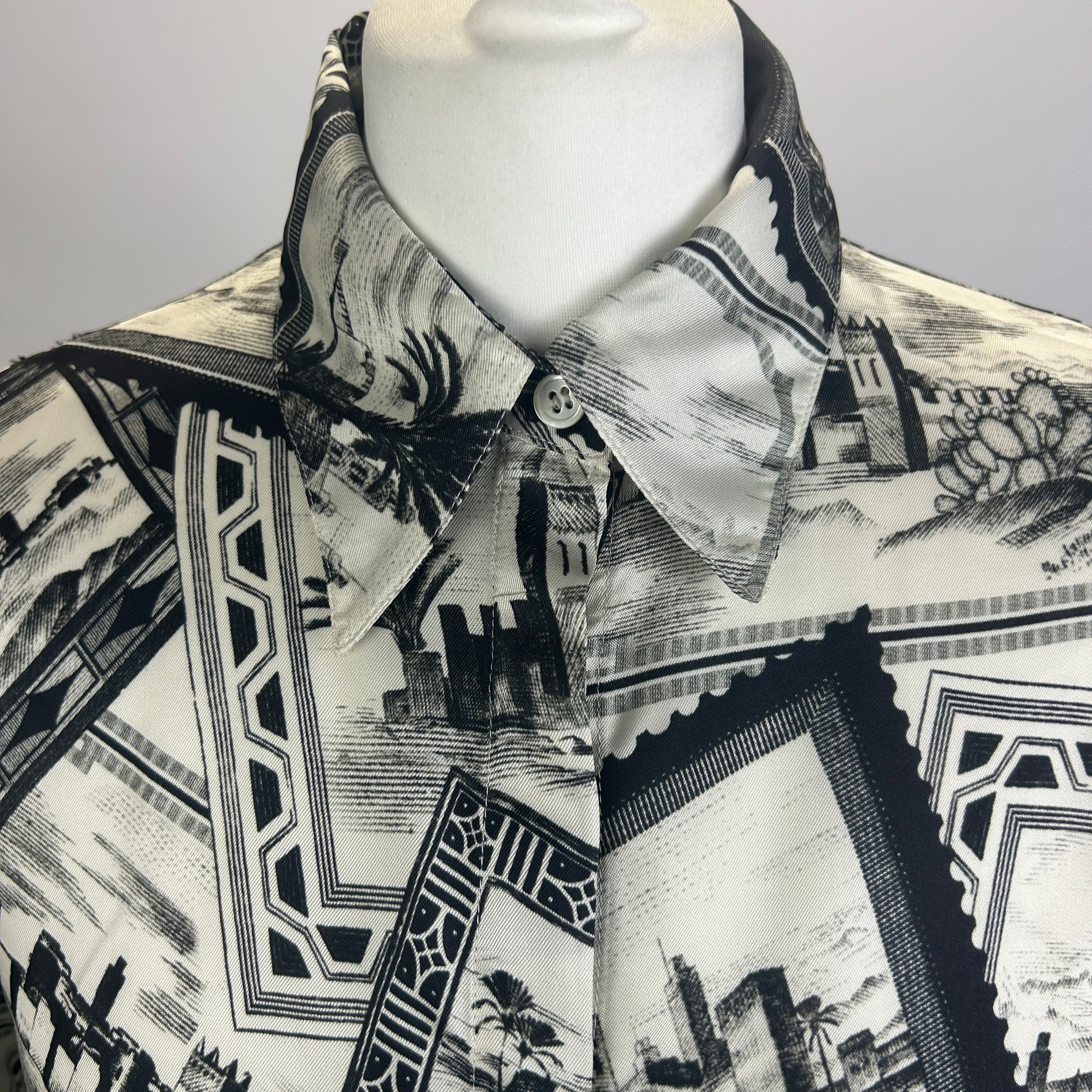 Joseph Pearl & Black Big Stamp Print Dawson Oversize Shirt XS/S/M