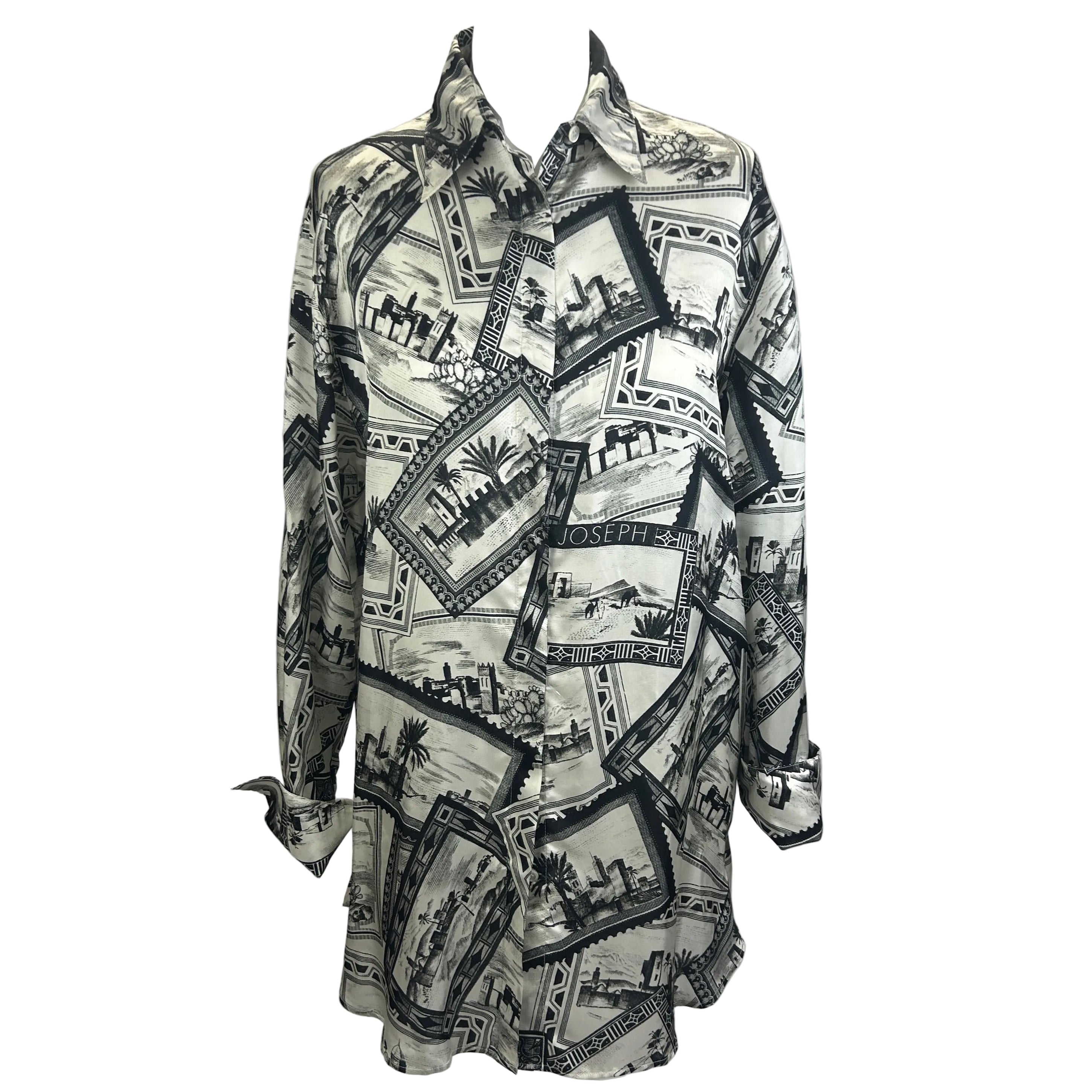 Joseph Pearl & Black Big Stamp Print Dawson Oversize Shirt XS/S/M
