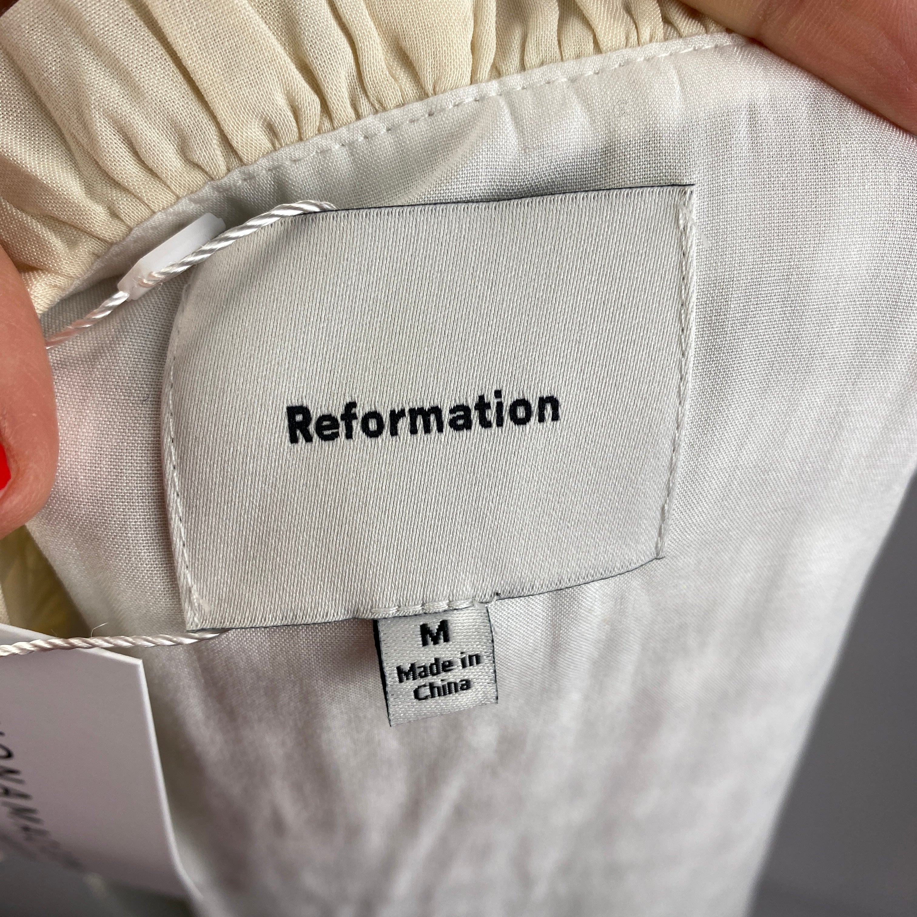Reformation New Beige Gingham Frill Edge Top M