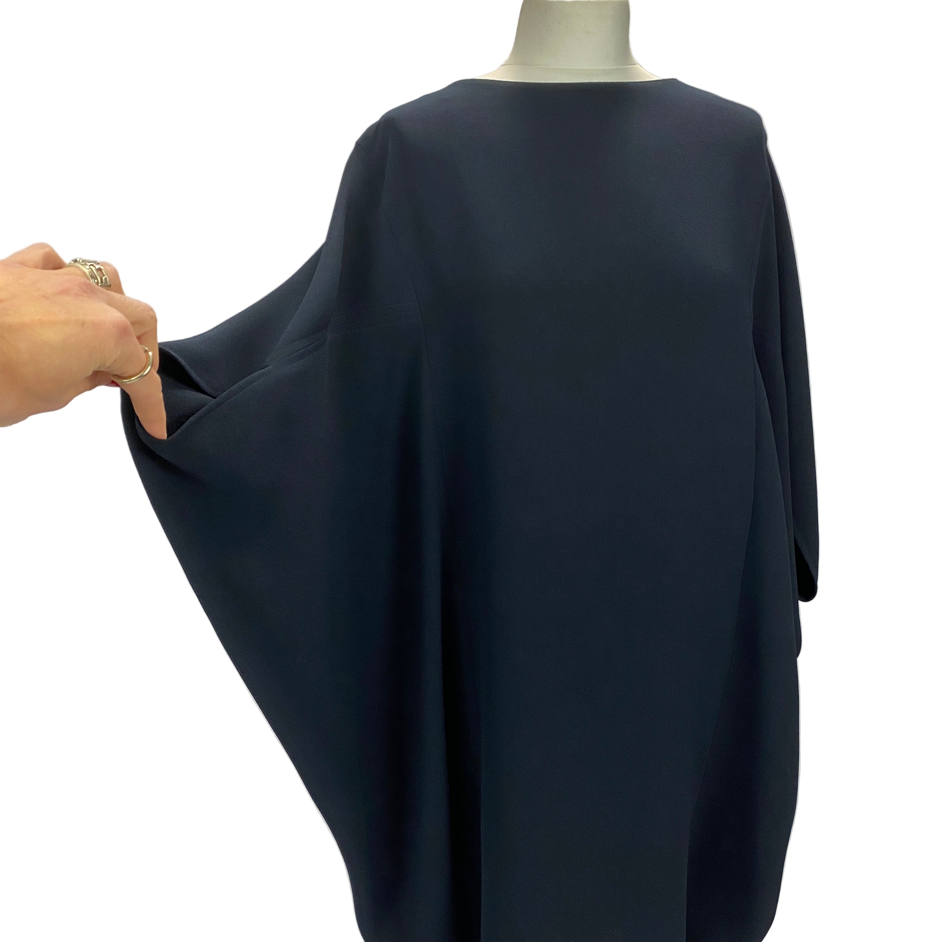 Louise Kennedy Navy Crepe Batwing Midi Dress L/XL
