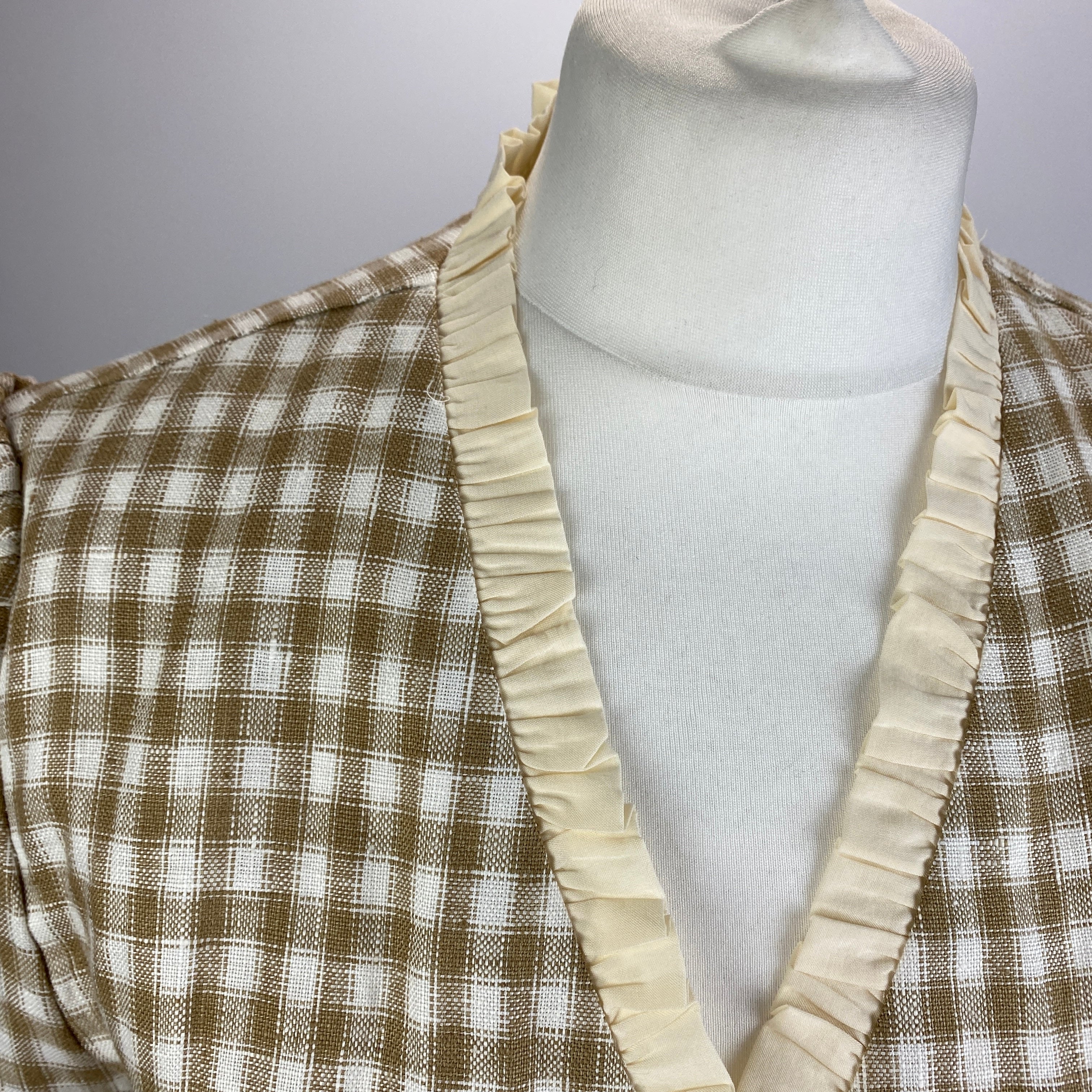 Reformation New Beige Gingham Frill Edge Top M