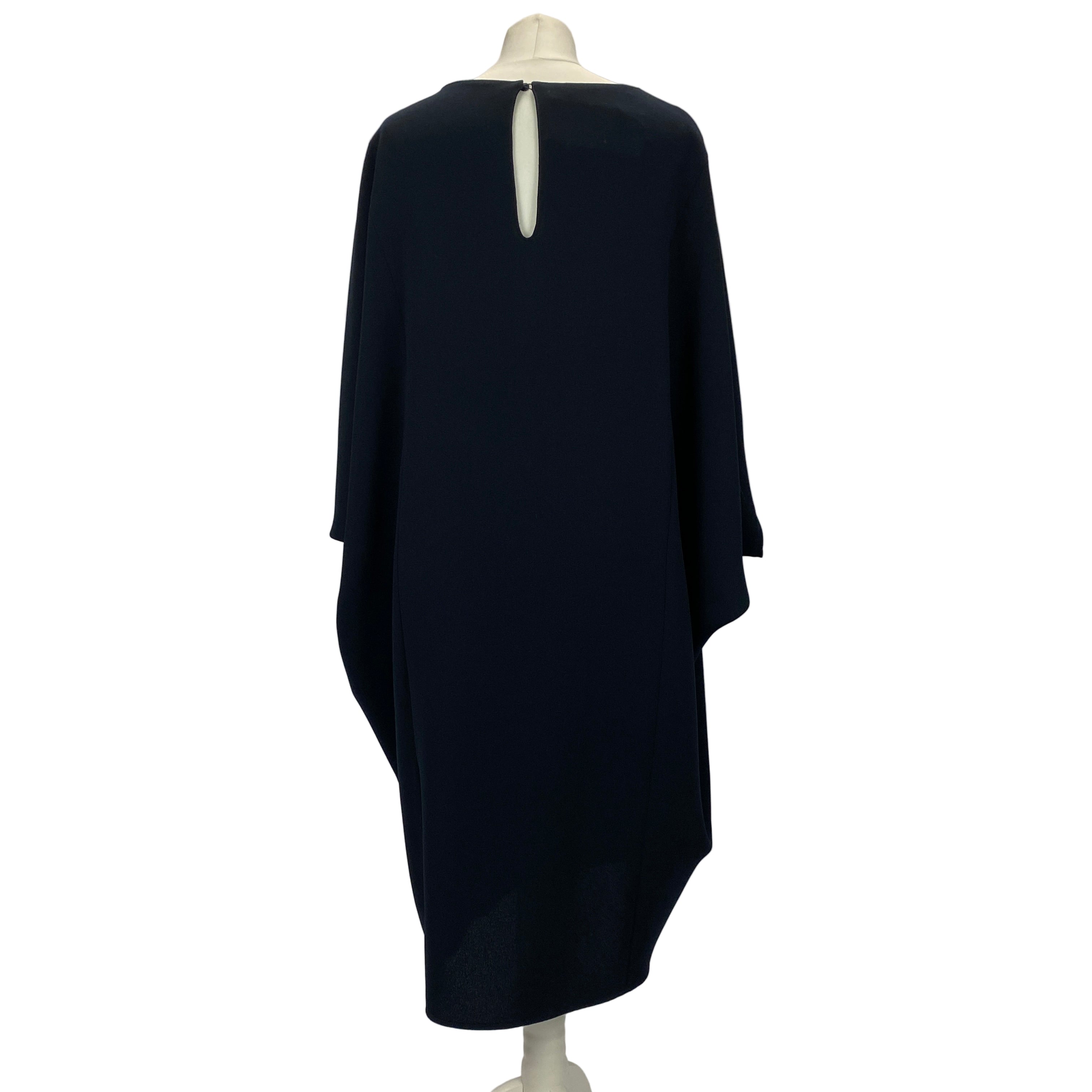 Louise Kennedy Navy Crepe Batwing Midi Dress L/XL