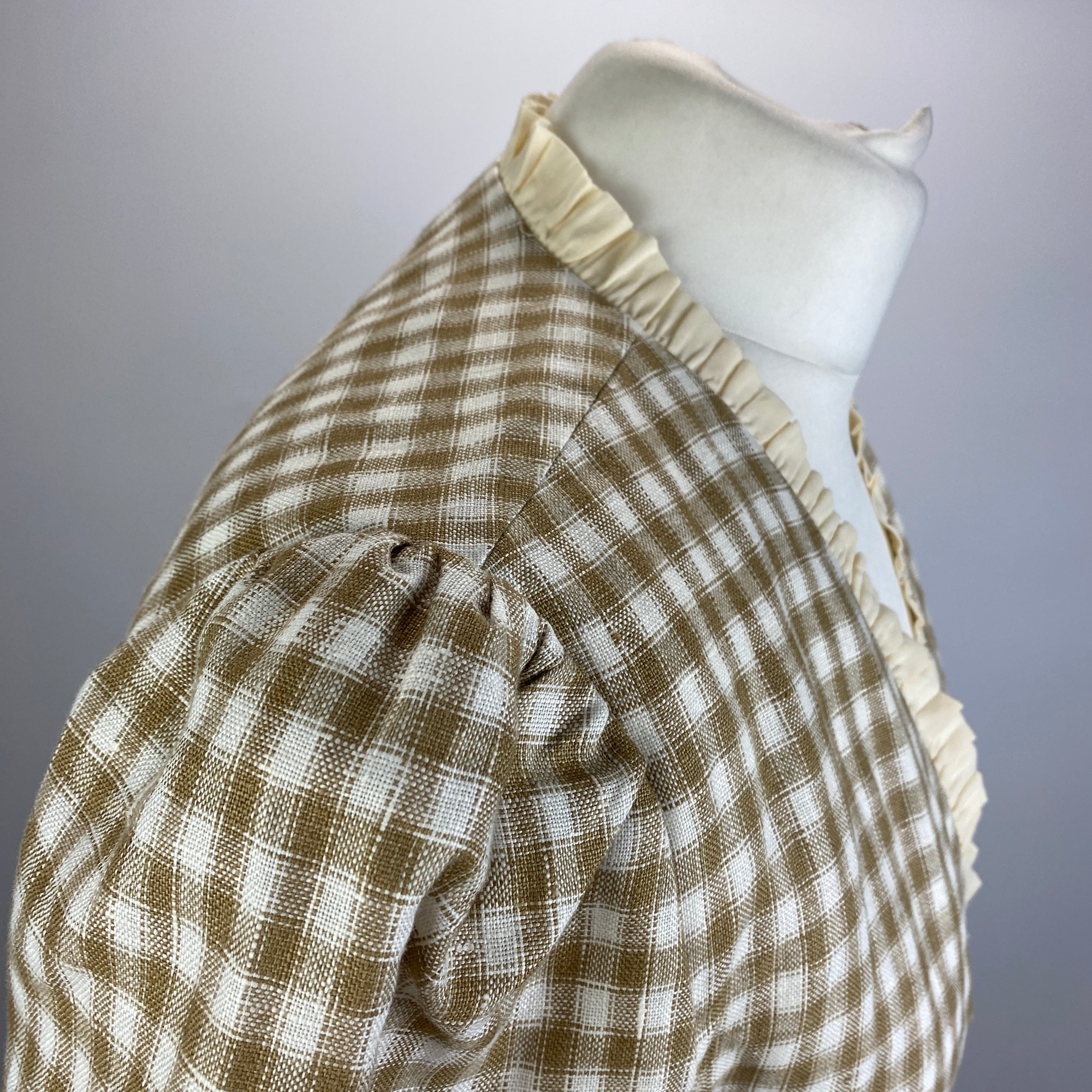 Reformation New Beige Gingham Frill Edge Top M