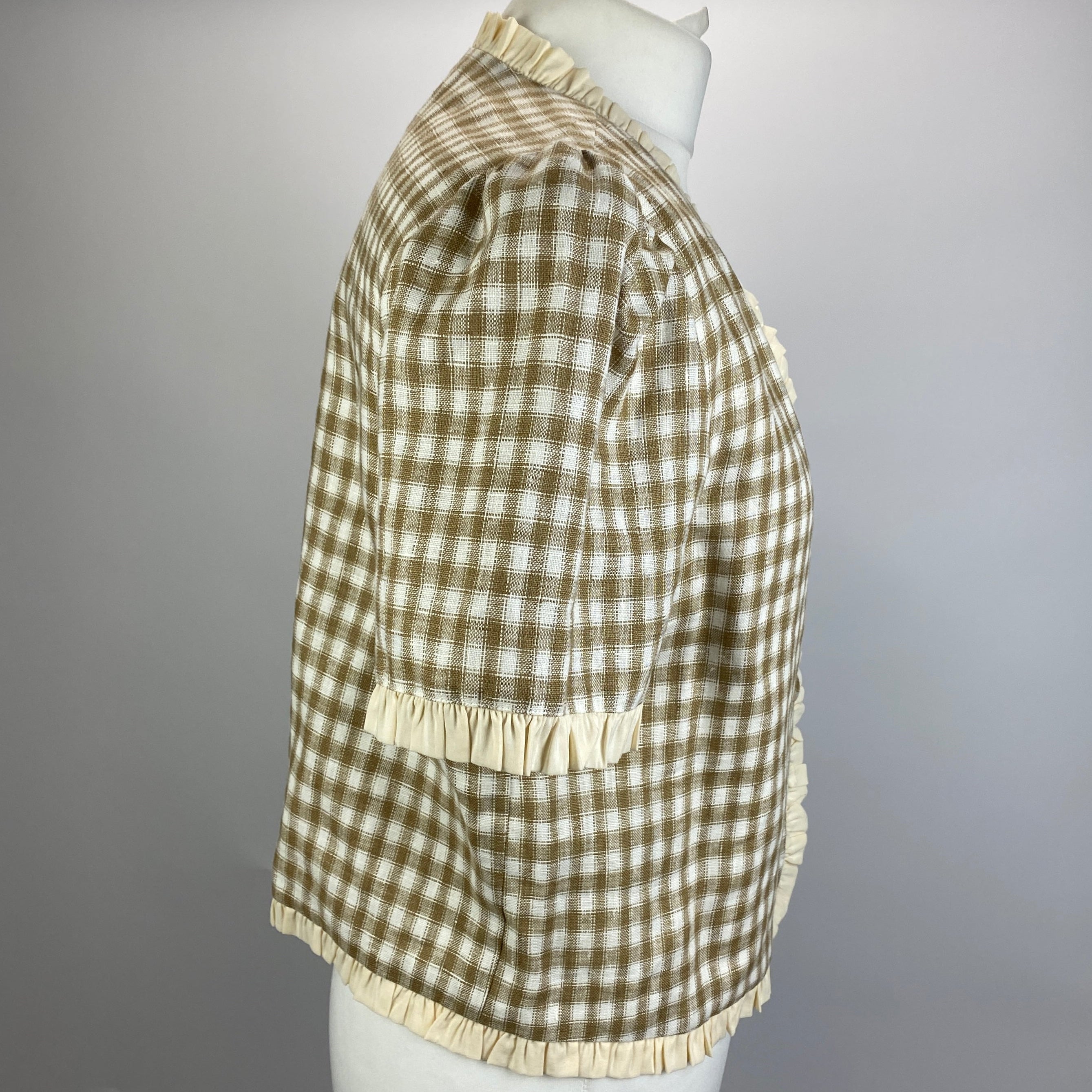 Reformation New Beige Gingham Frill Edge Top M