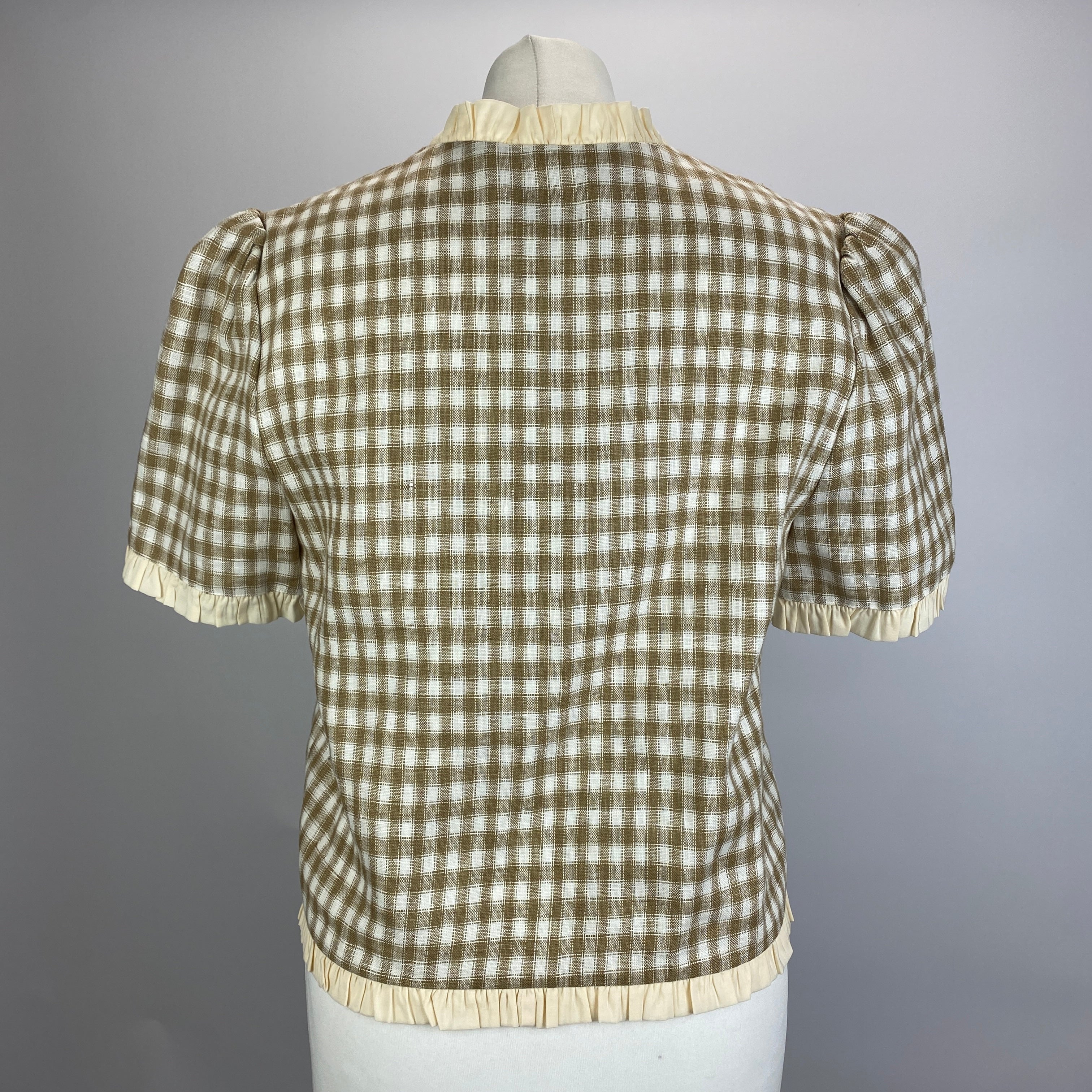 Reformation New Beige Gingham Frill Edge Top M