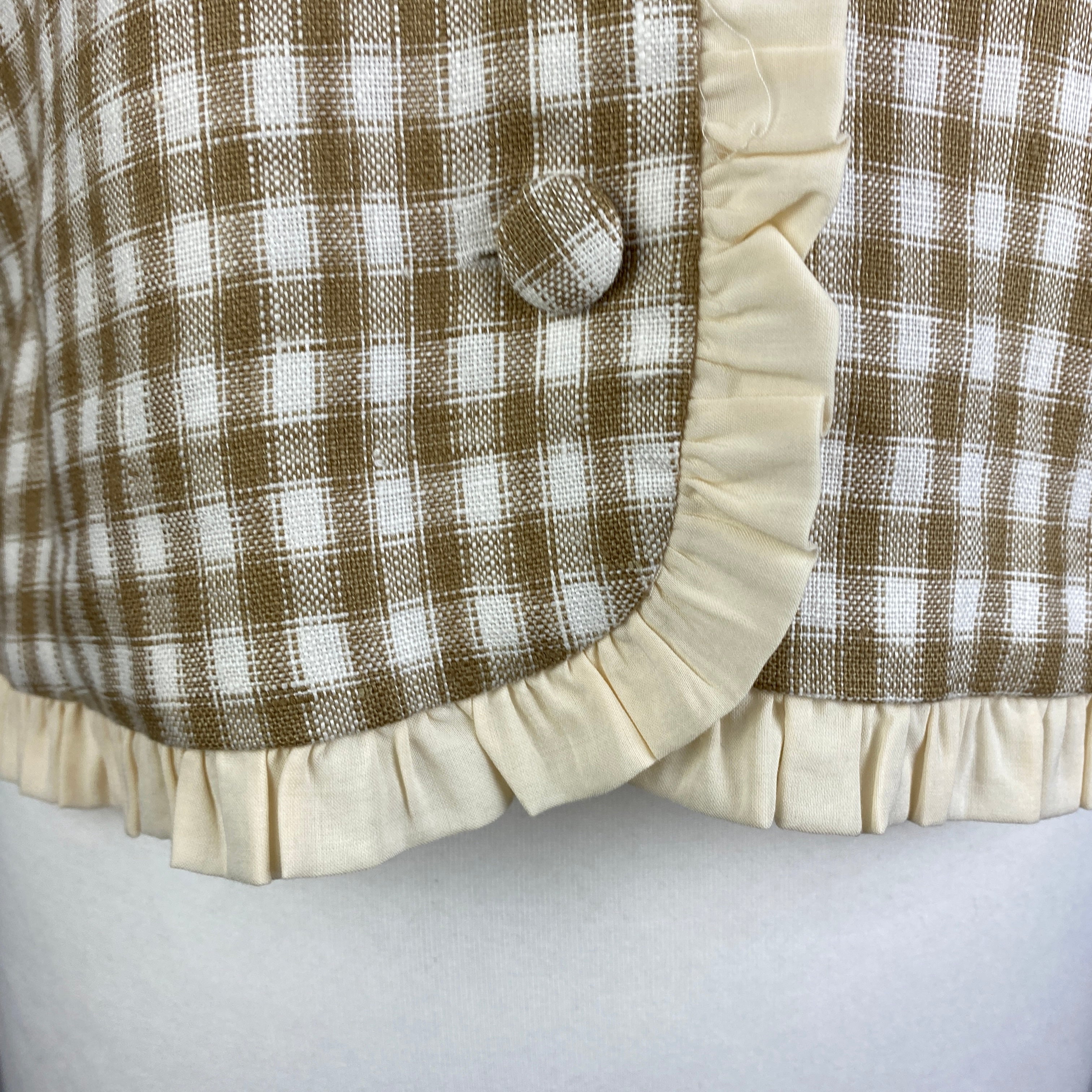Reformation New Beige Gingham Frill Edge Top M