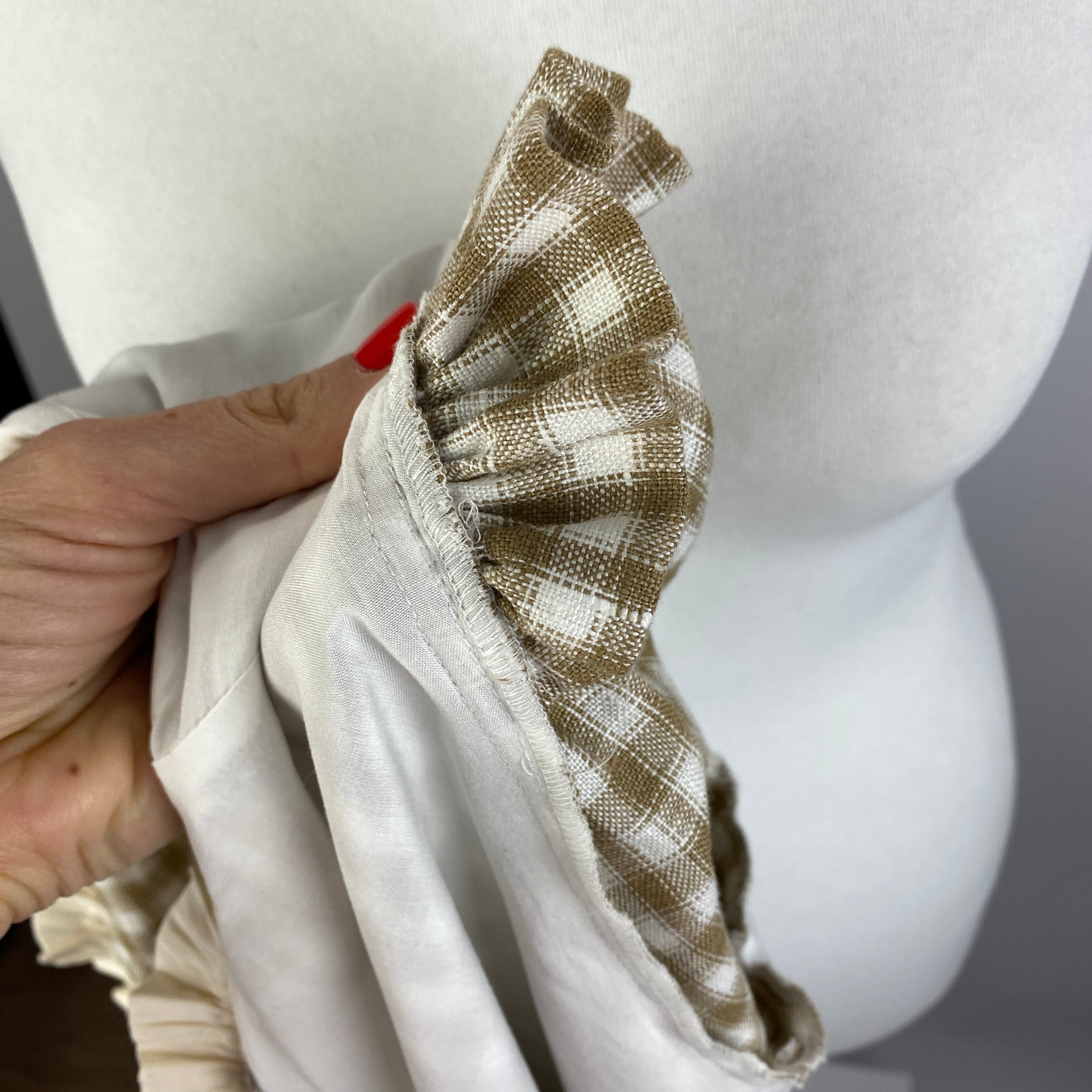 Reformation New Beige Gingham Frill Edge Top M