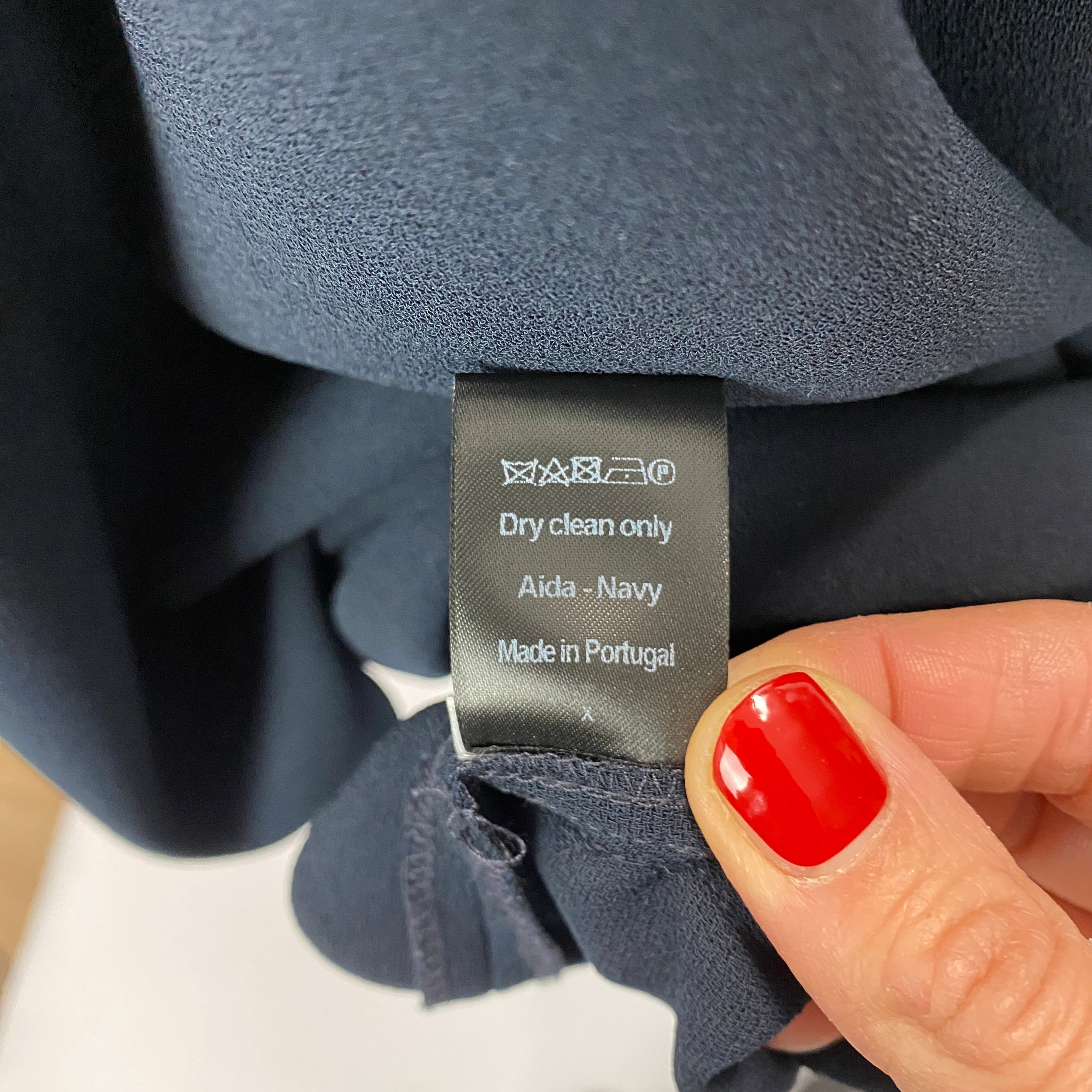 Louise Kennedy Navy Crepe Batwing Midi Dress L/XL