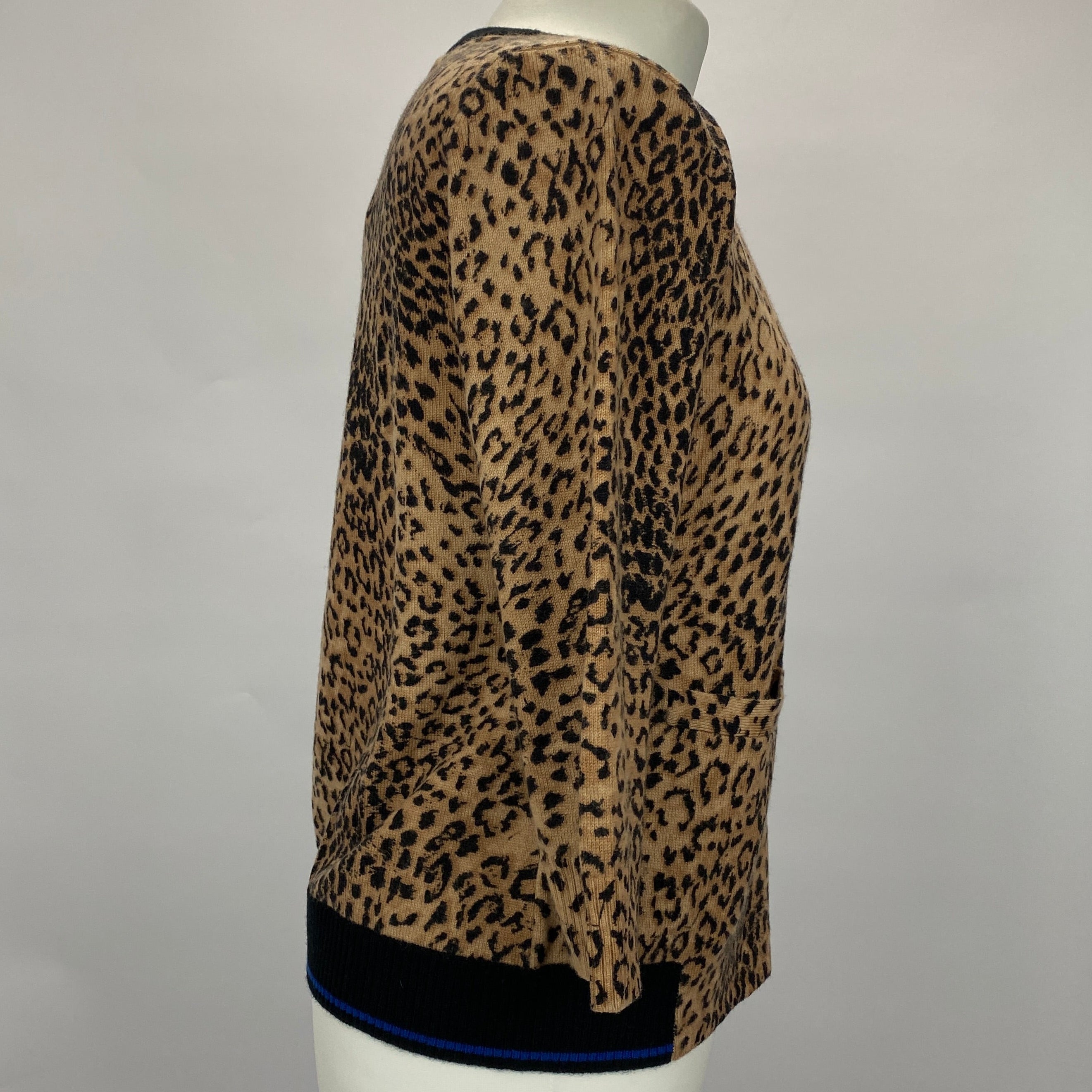 Jumper 1234 Camel Leopardprint Cashmere Mix Cardigan S