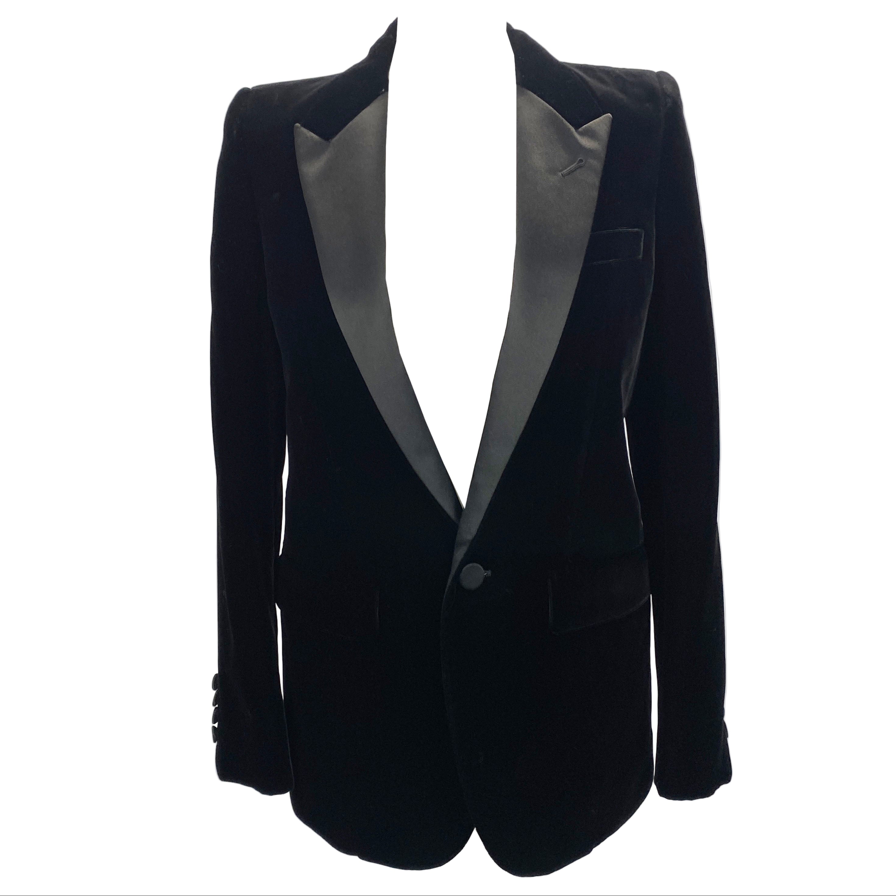Saint Laurent New £2280 Black Velvet Tuxedo Jacket XS