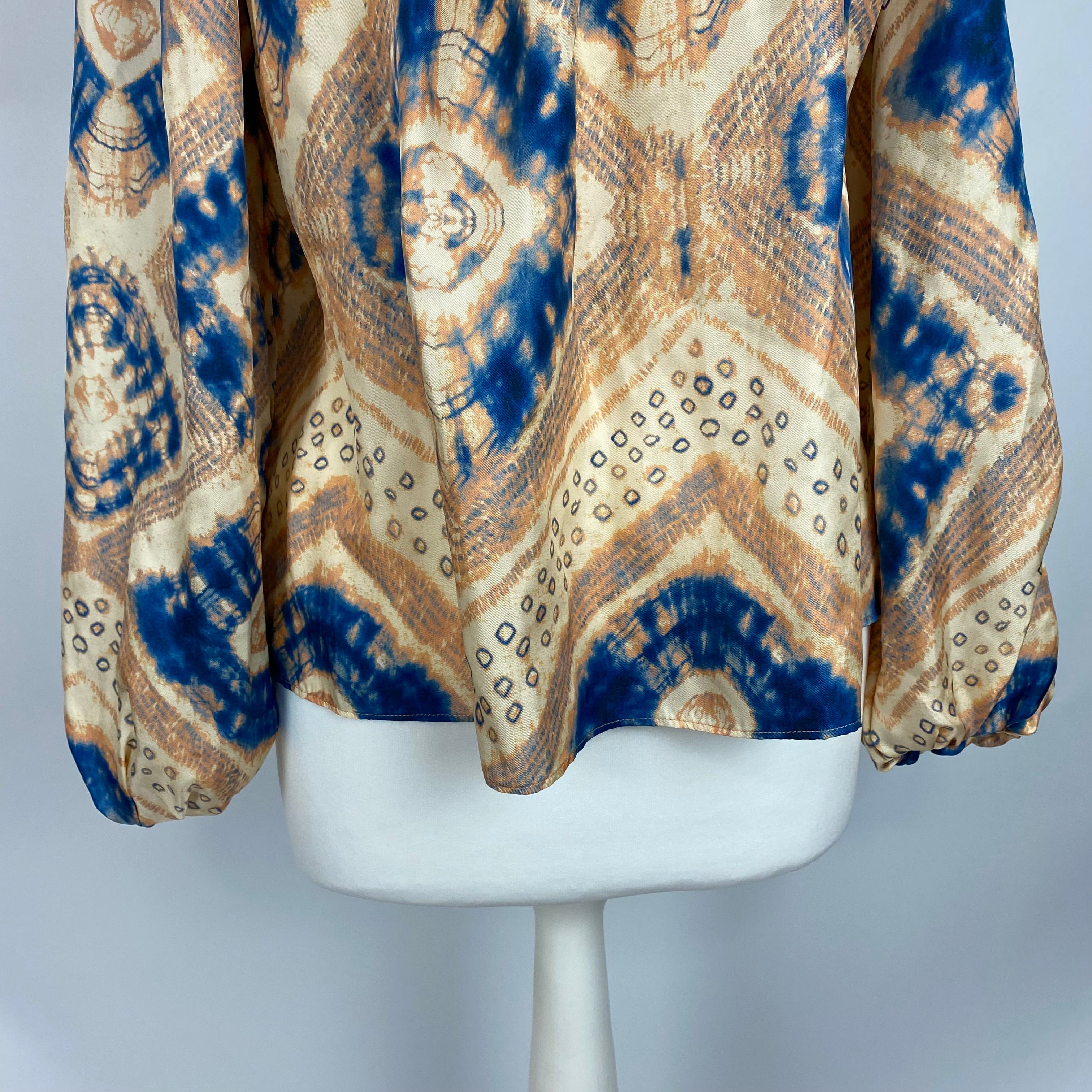 Ulla Johnson New Vanilla & Blue Tie Dye Silk Top S/M/L