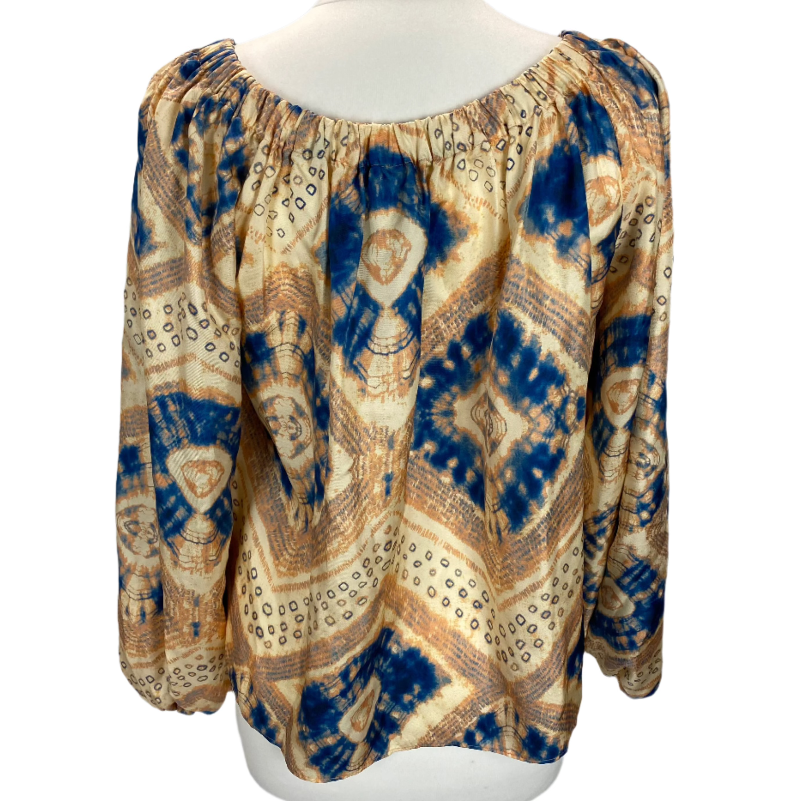 Ulla Johnson New Vanilla & Blue Tie Dye Silk Top S/M/L