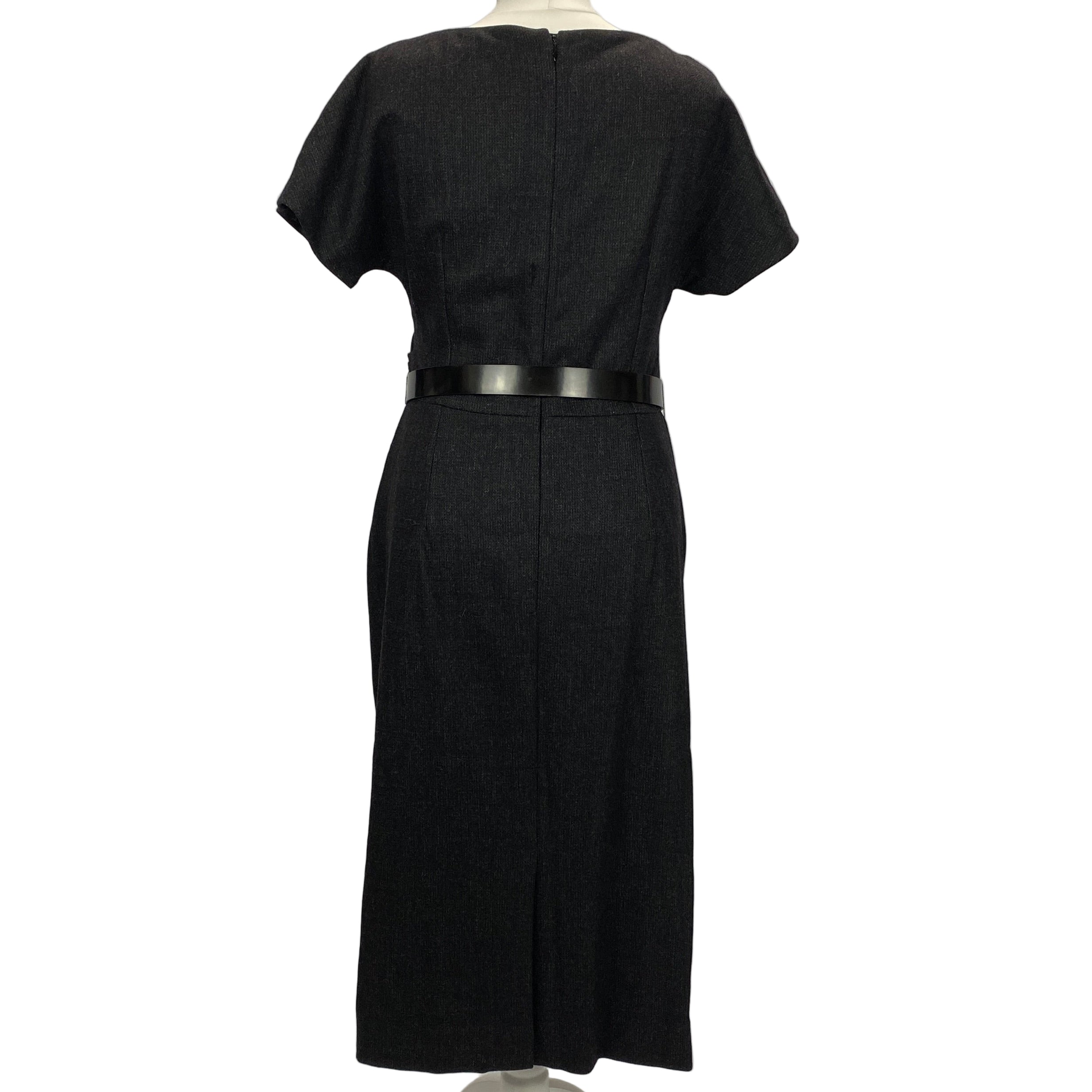 Christian Dior Charcoal Wool & Angora Cap Sleeve Shift Dress L