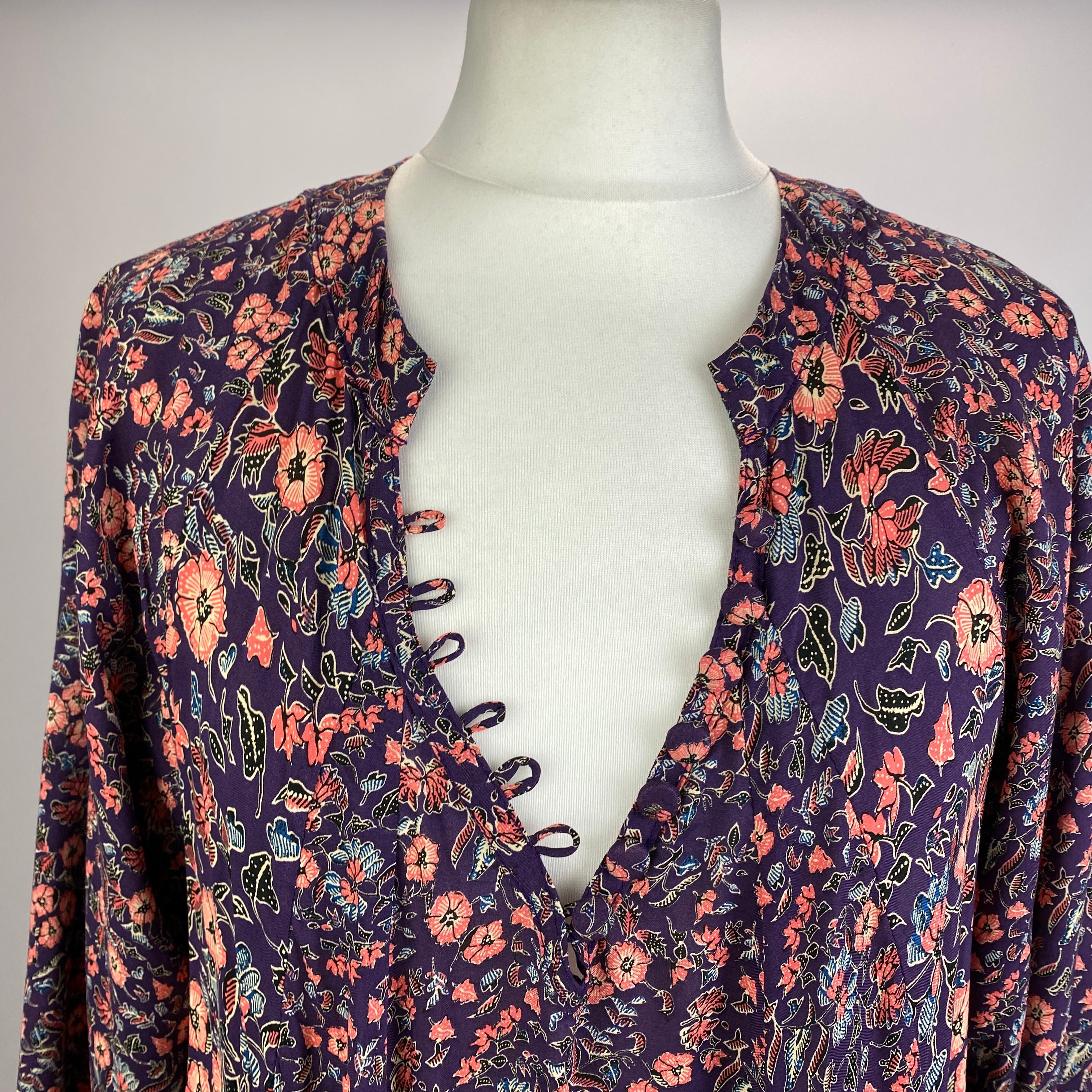 Natalie Martin New £245 Purple & Pink Floral Maxi Dress M