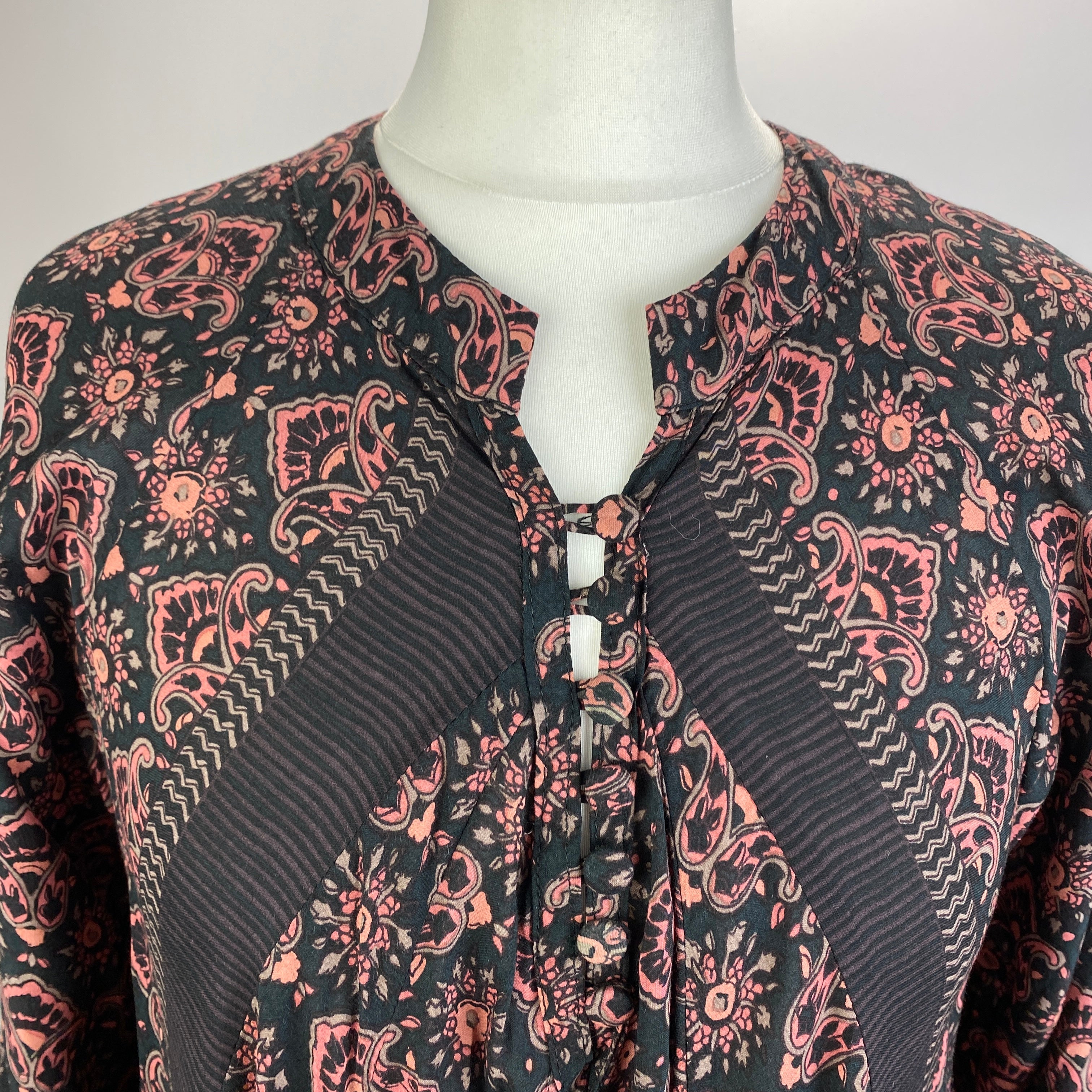 Natalie Martin New £245 Black & Rose Floral Maxi Dress S