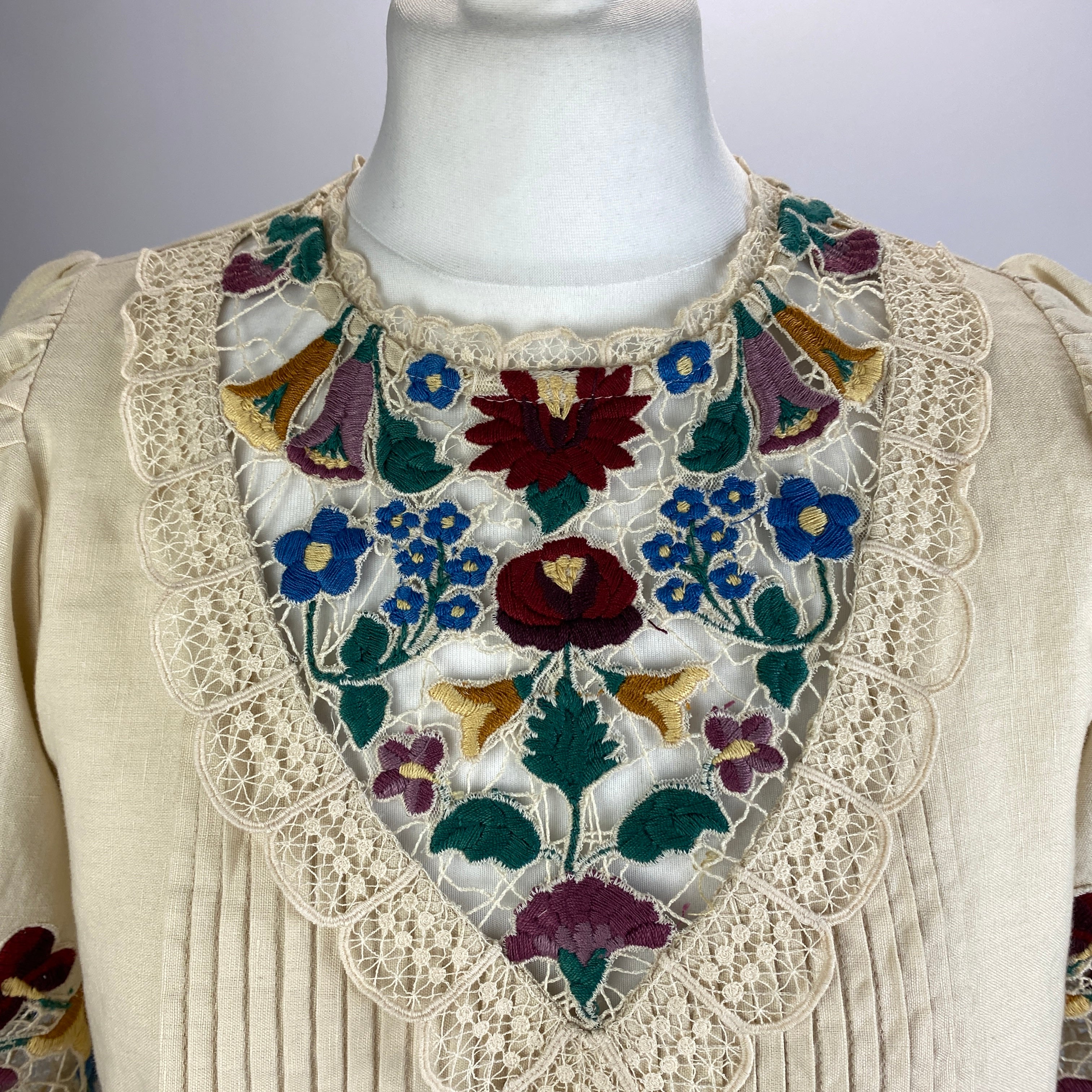 Sea New York New Ecru Embroidered Linen & Cotton Top M