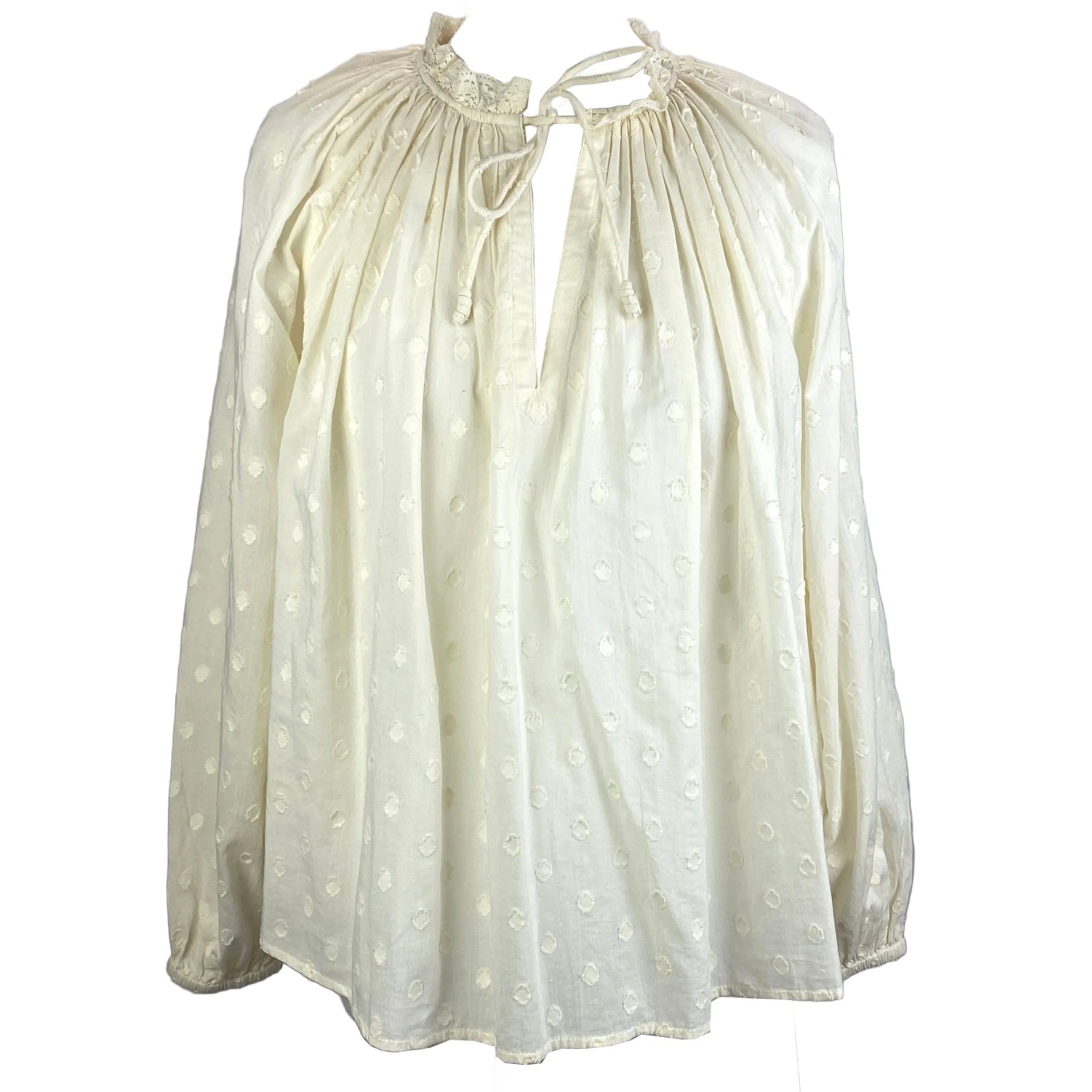 Ulla Johnson New Cream Embroidered Cotton Top S