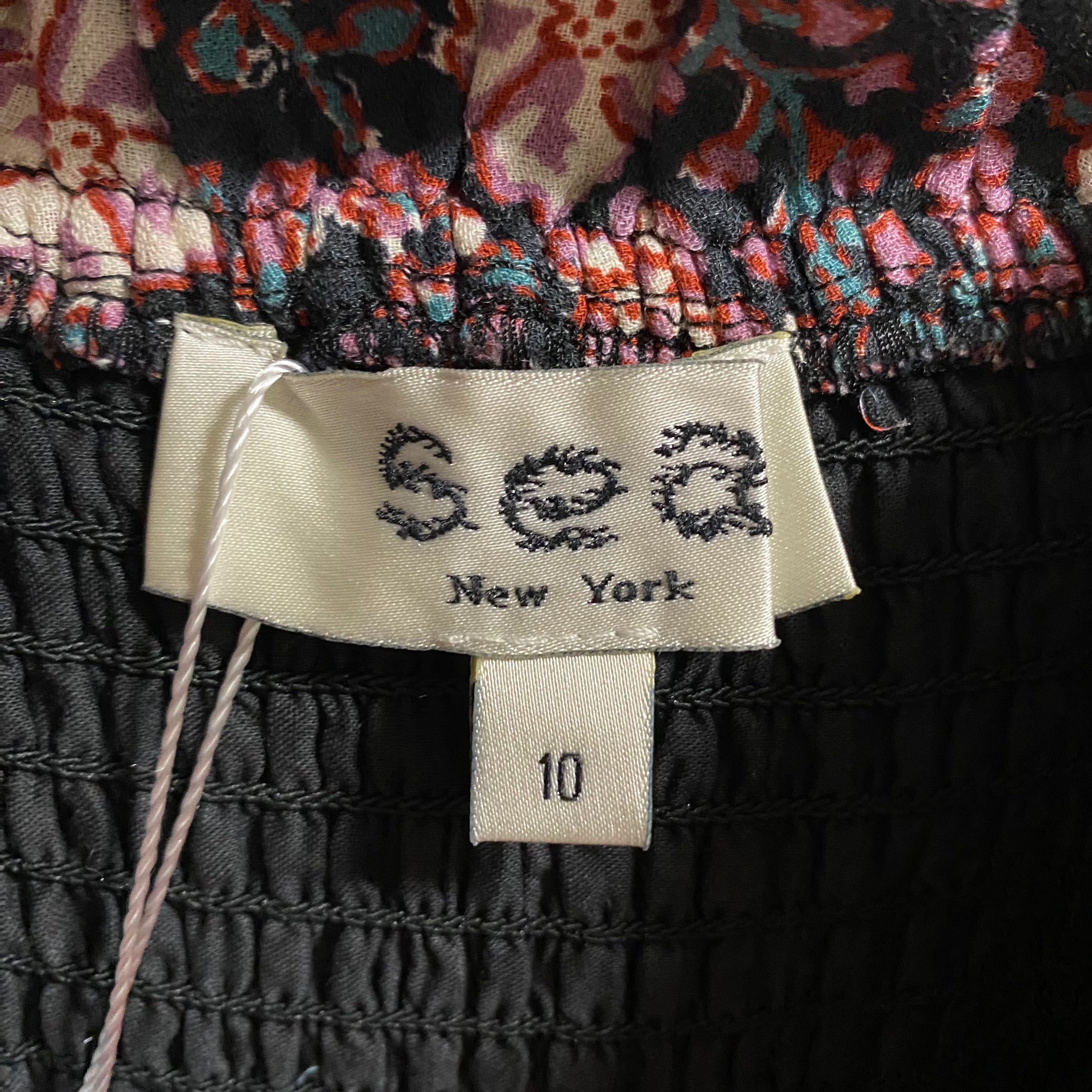 Sea New York Black Print Strappy Maxi Dress L