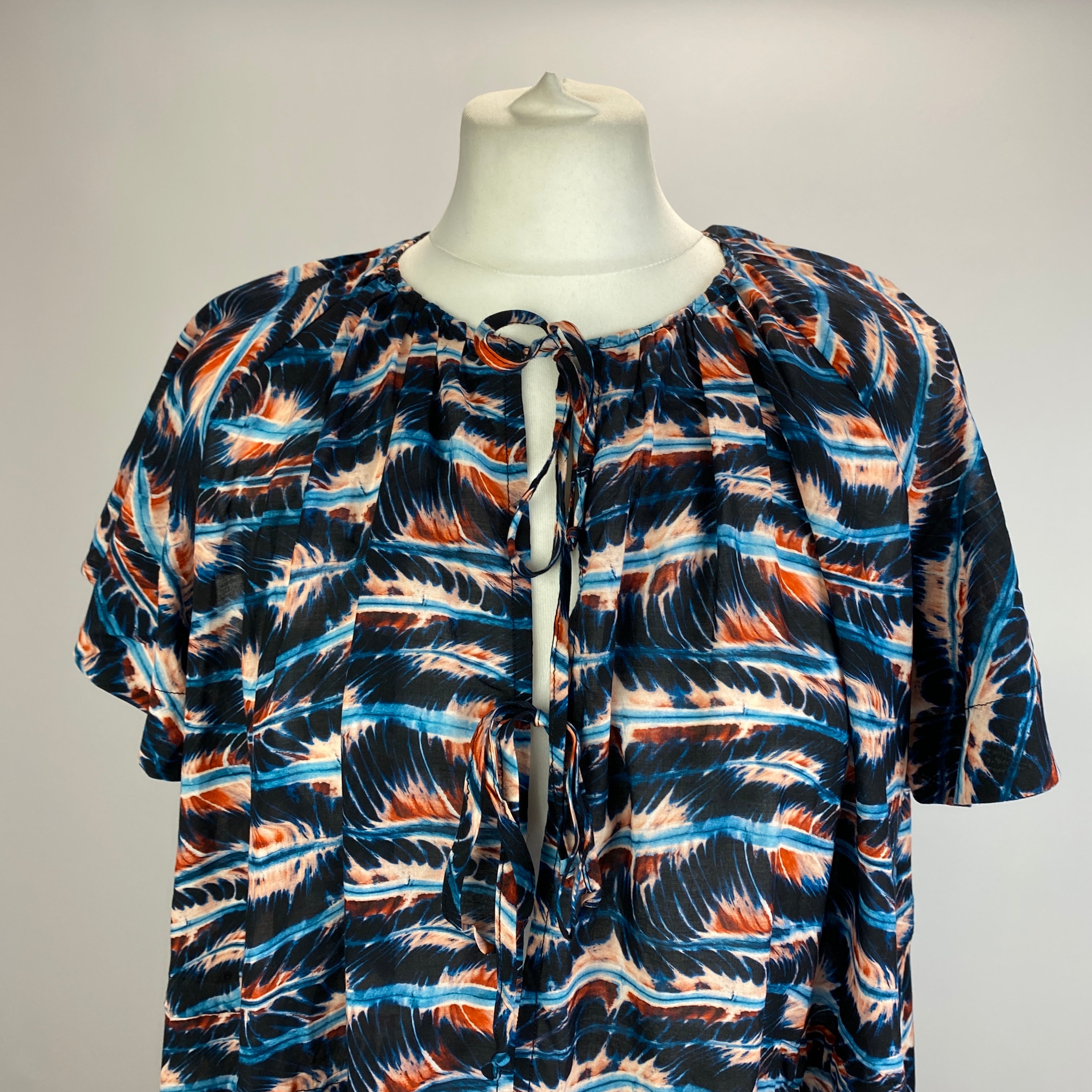 Ulla Johnson Navy & Peach Print Cotton Mix Beach CoverUp M