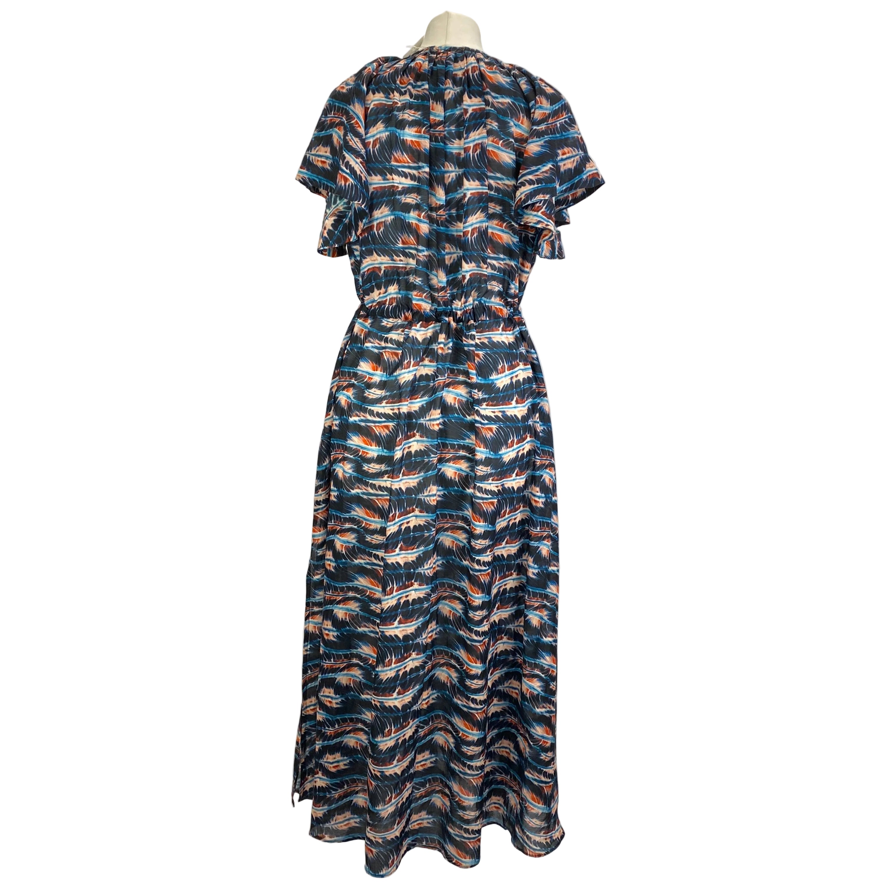 Ulla Johnson Navy & Peach Print Cotton Mix Beach CoverUp M