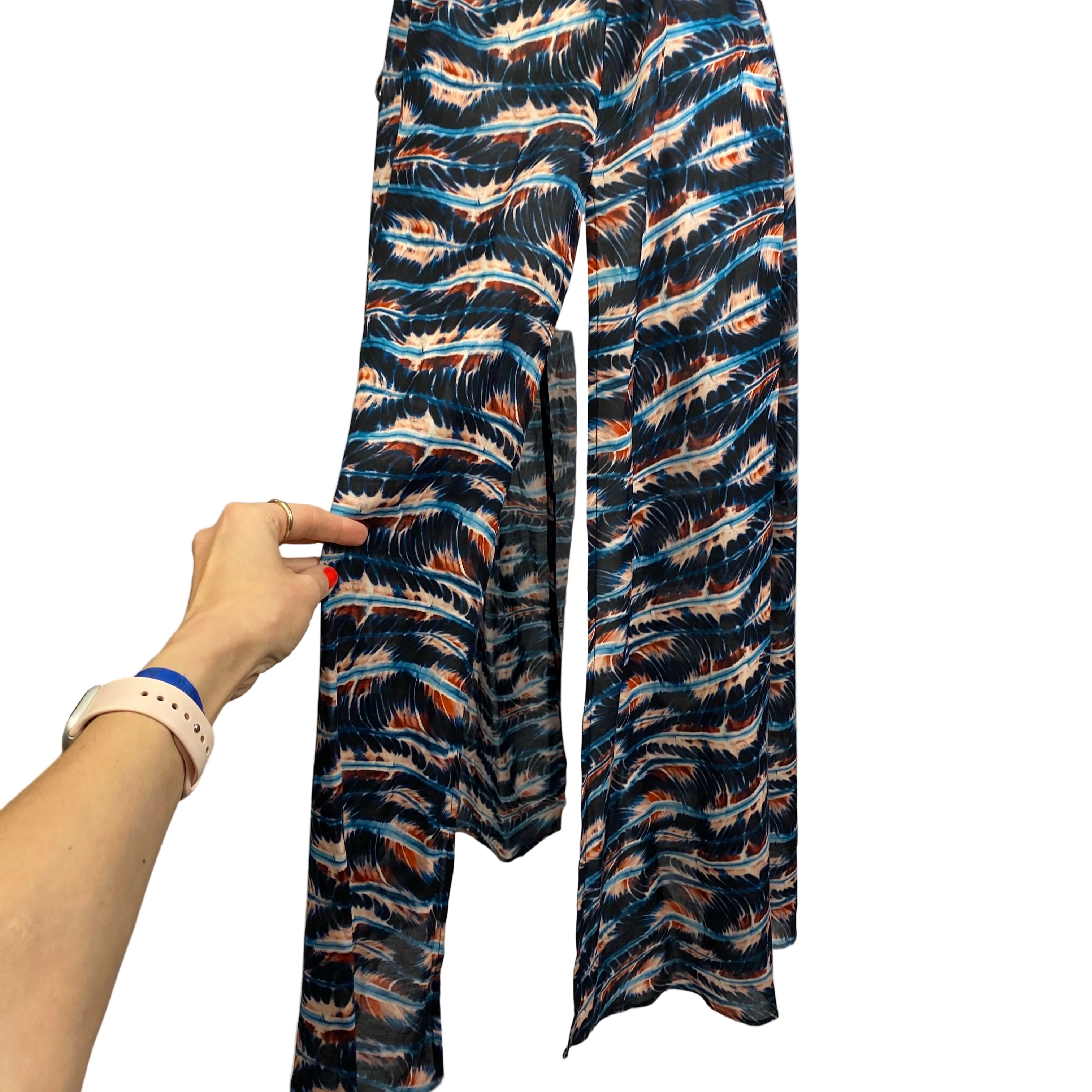 Ulla Johnson Navy & Peach Print Cotton Mix Beach CoverUp M