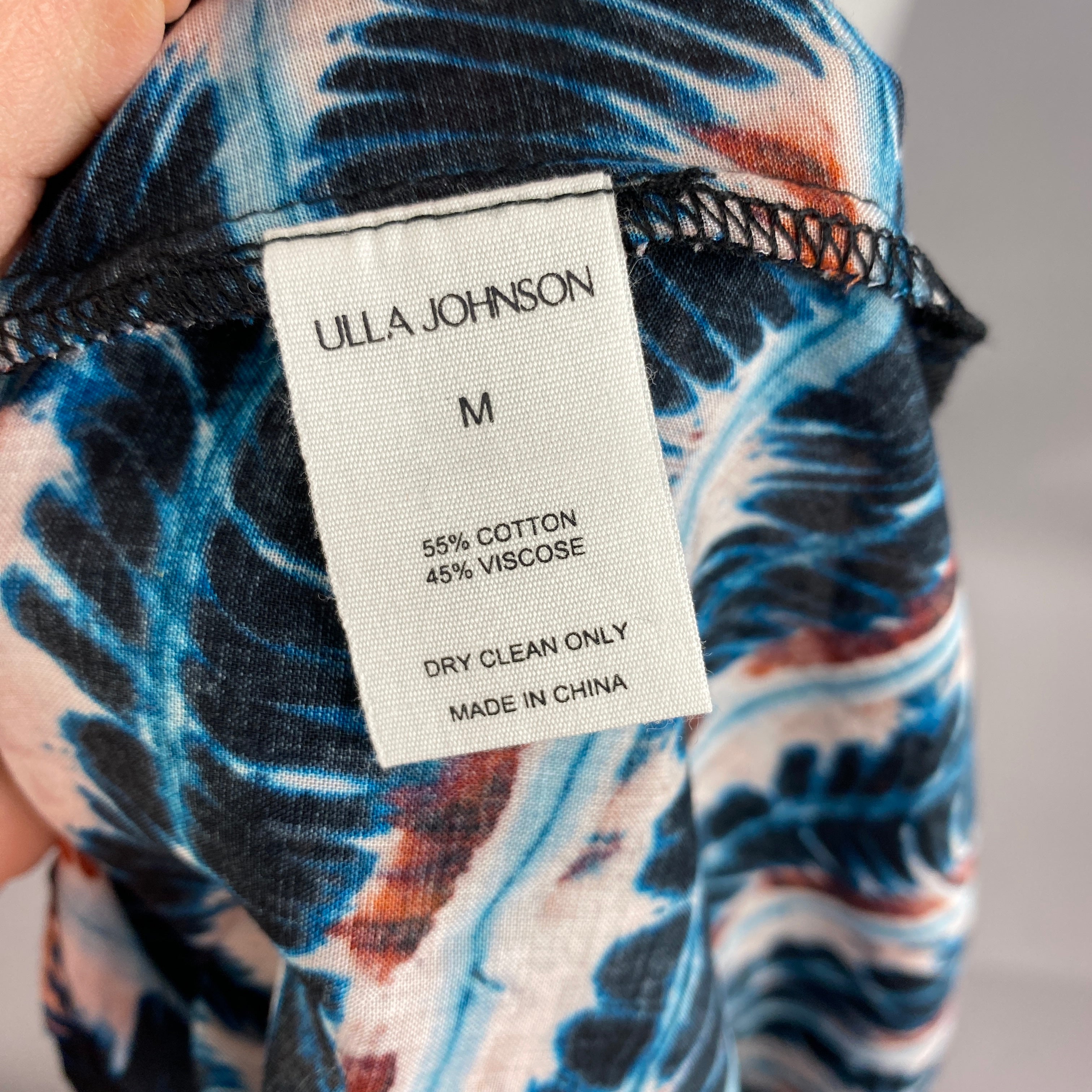 Ulla Johnson Navy & Peach Print Cotton Mix Beach CoverUp M