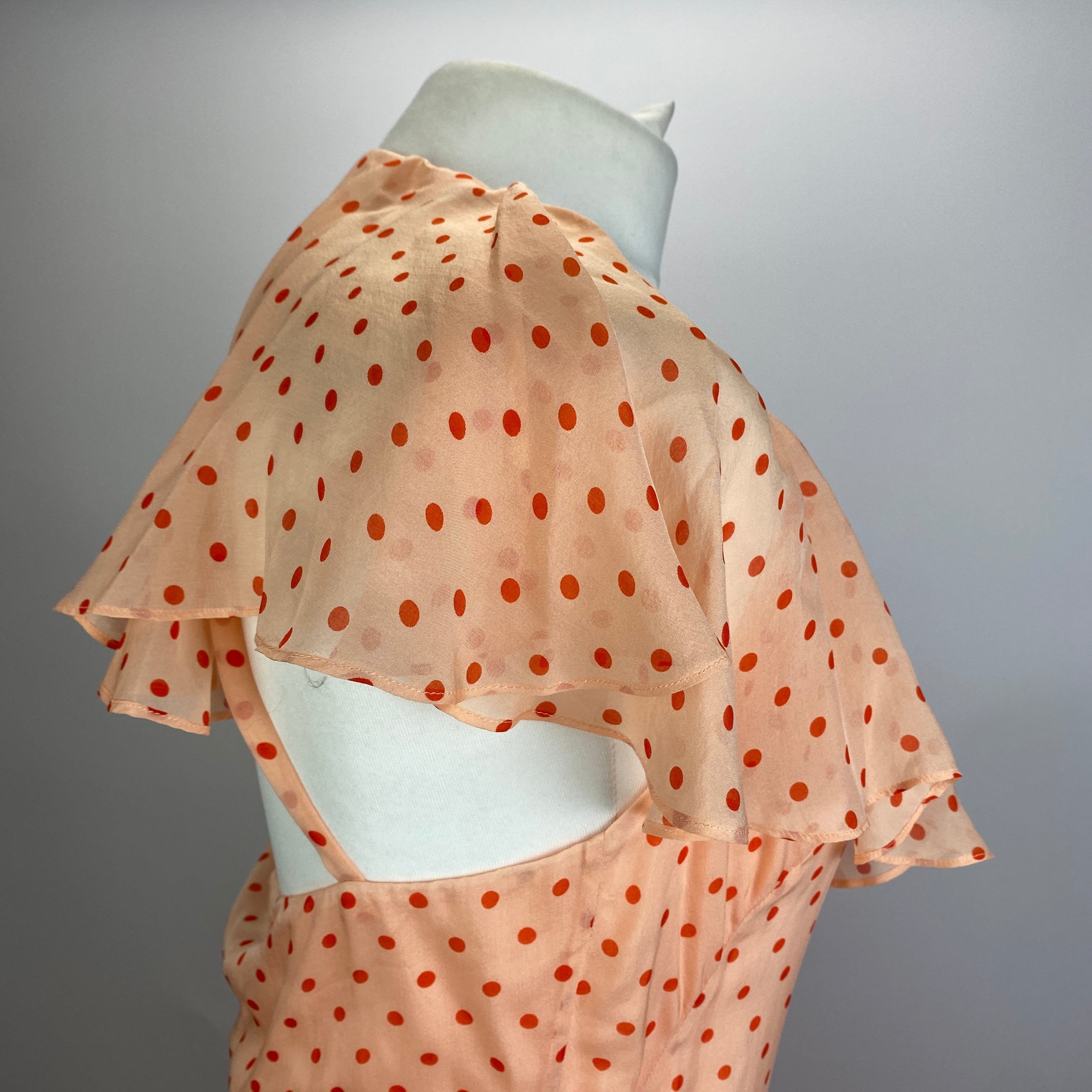 Temperley London New £795 Peach Polka Dot Silk Chiffon Dress M