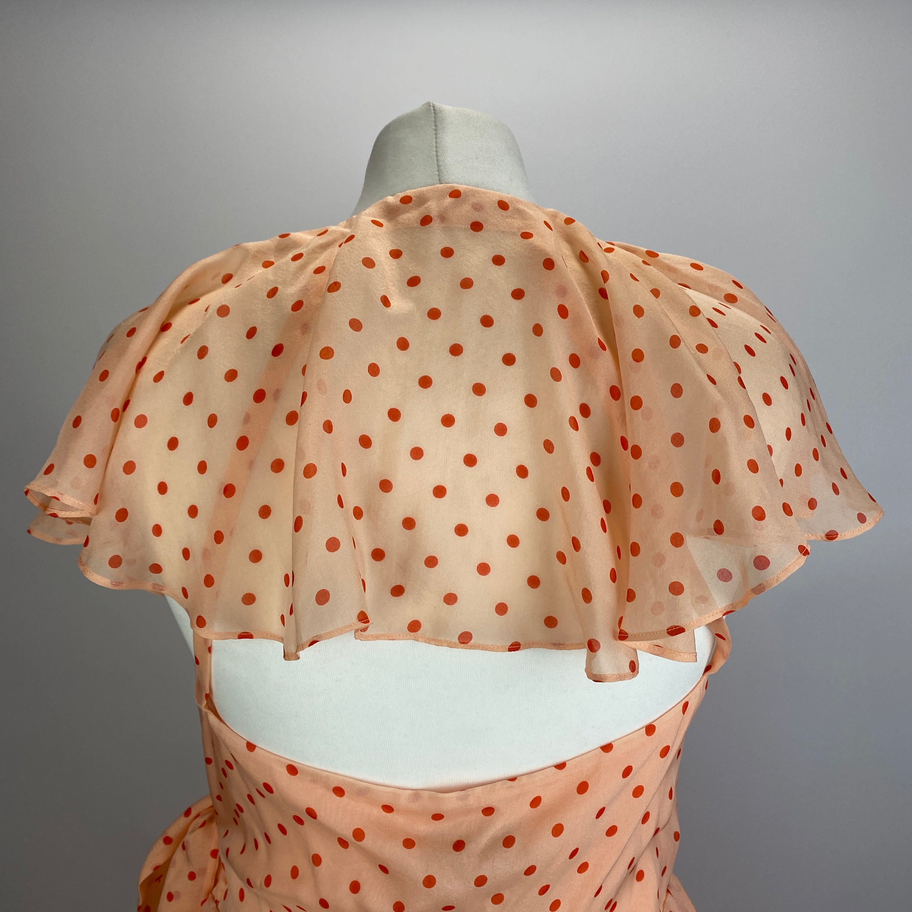 Temperley London New £795 Peach Polka Dot Silk Chiffon Dress M