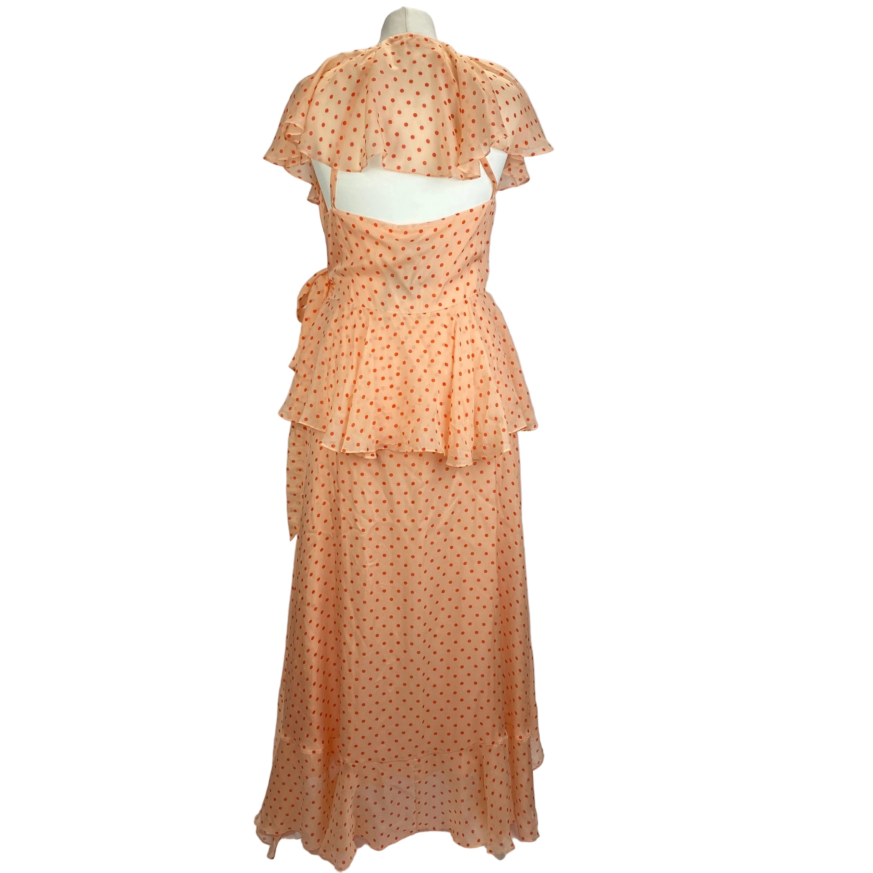 Temperley London New £795 Peach Polka Dot Silk Chiffon Dress M