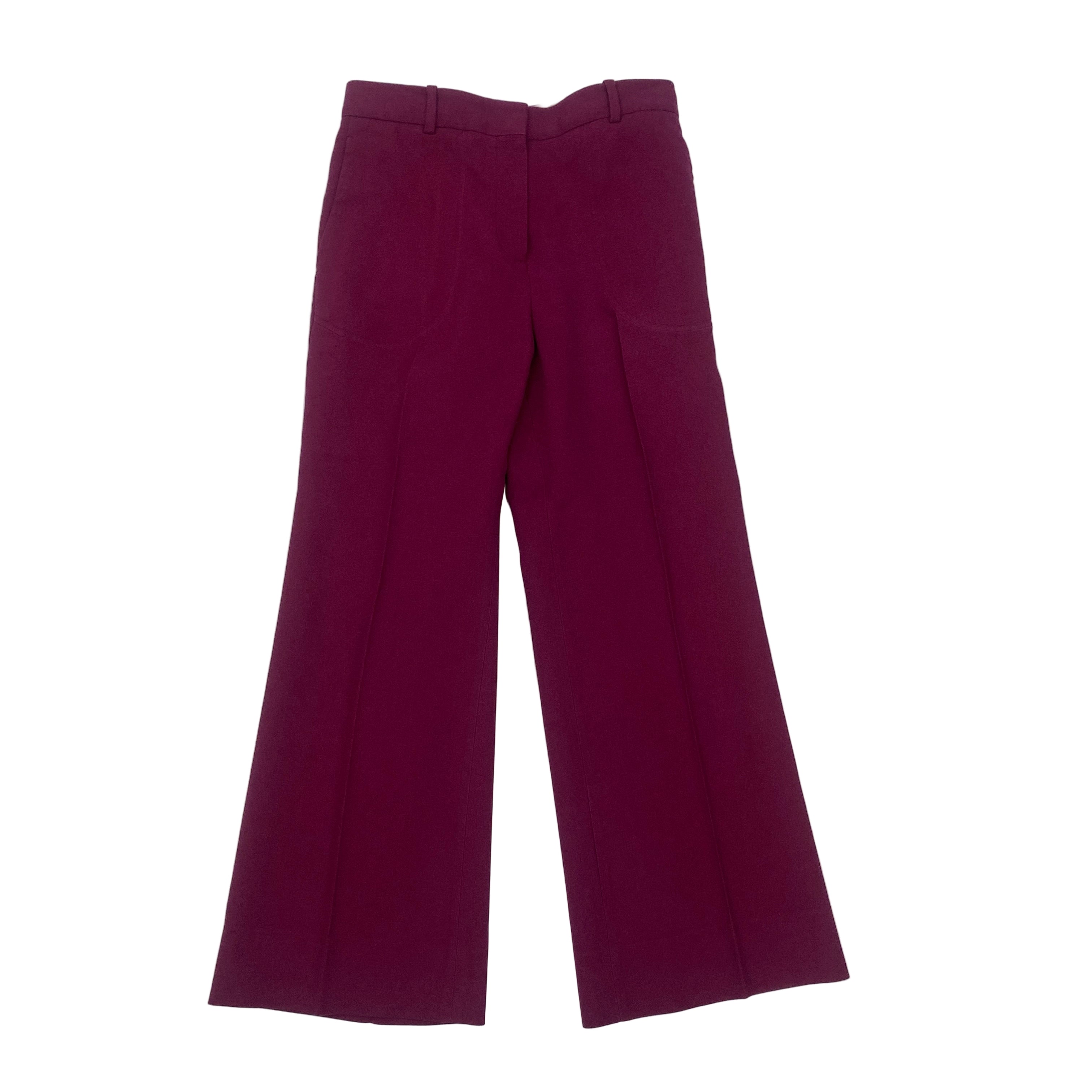 Victoria Beckham Fuchsia Crepe Wide Leg Trousers S