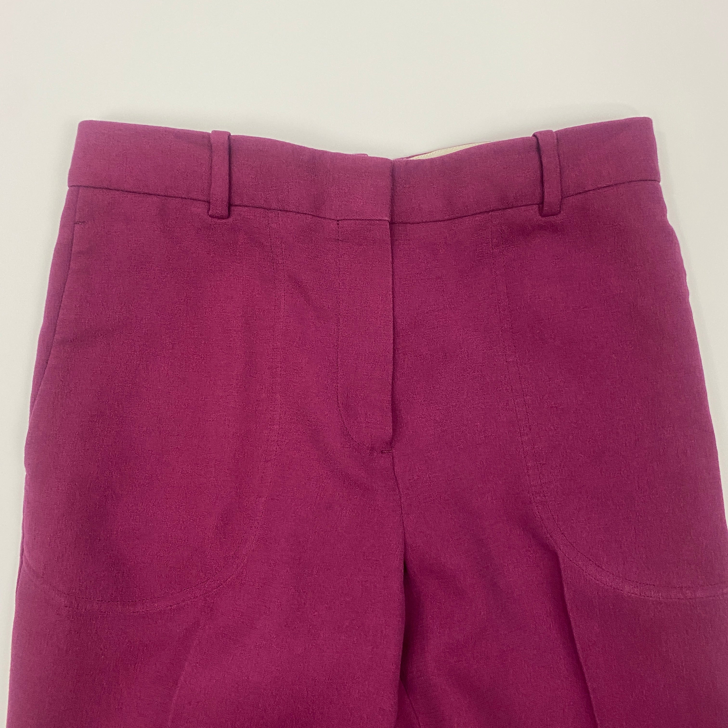 Victoria Beckham Fuchsia Crepe Wide Leg Trousers S