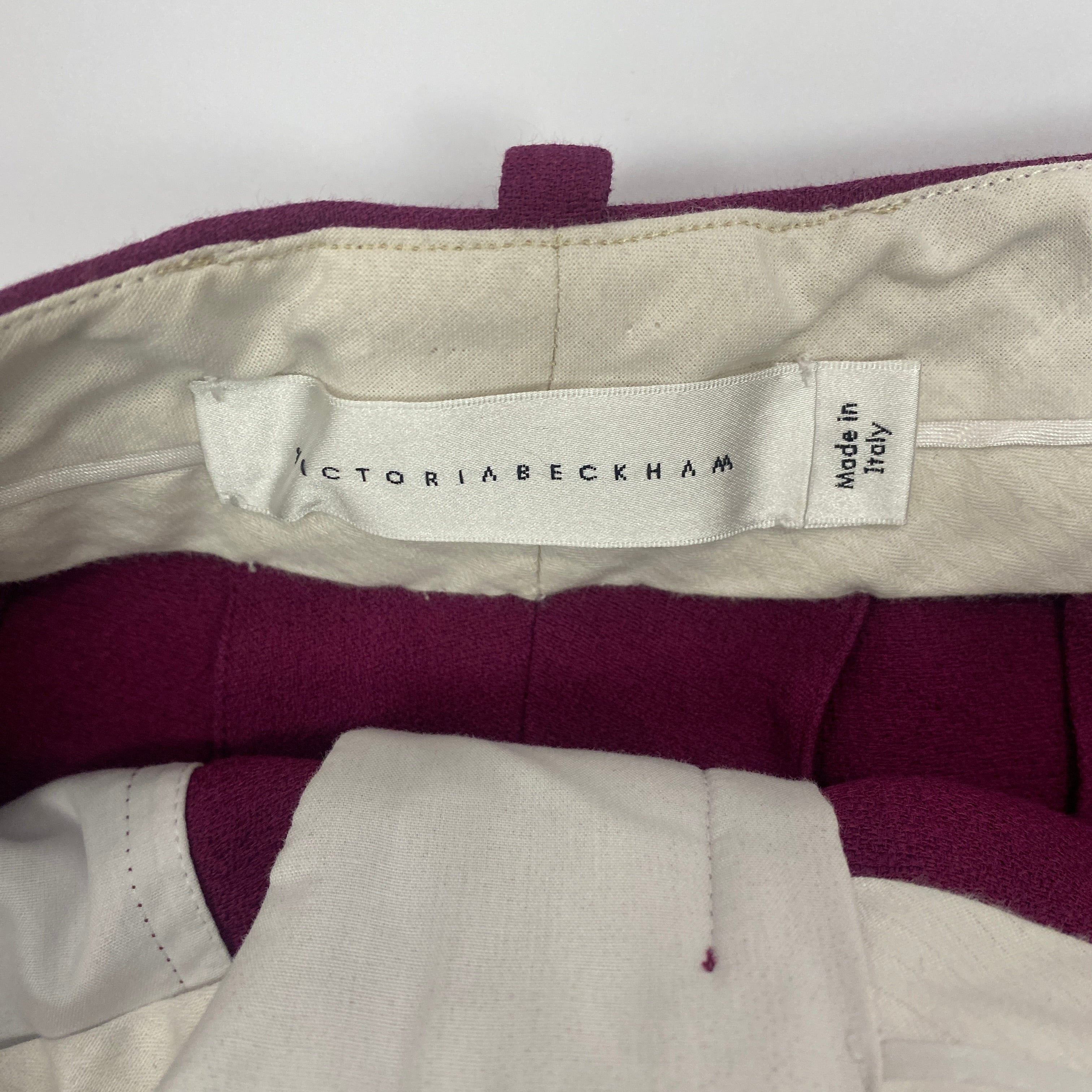 Victoria Beckham Fuchsia Crepe Wide Leg Trousers S