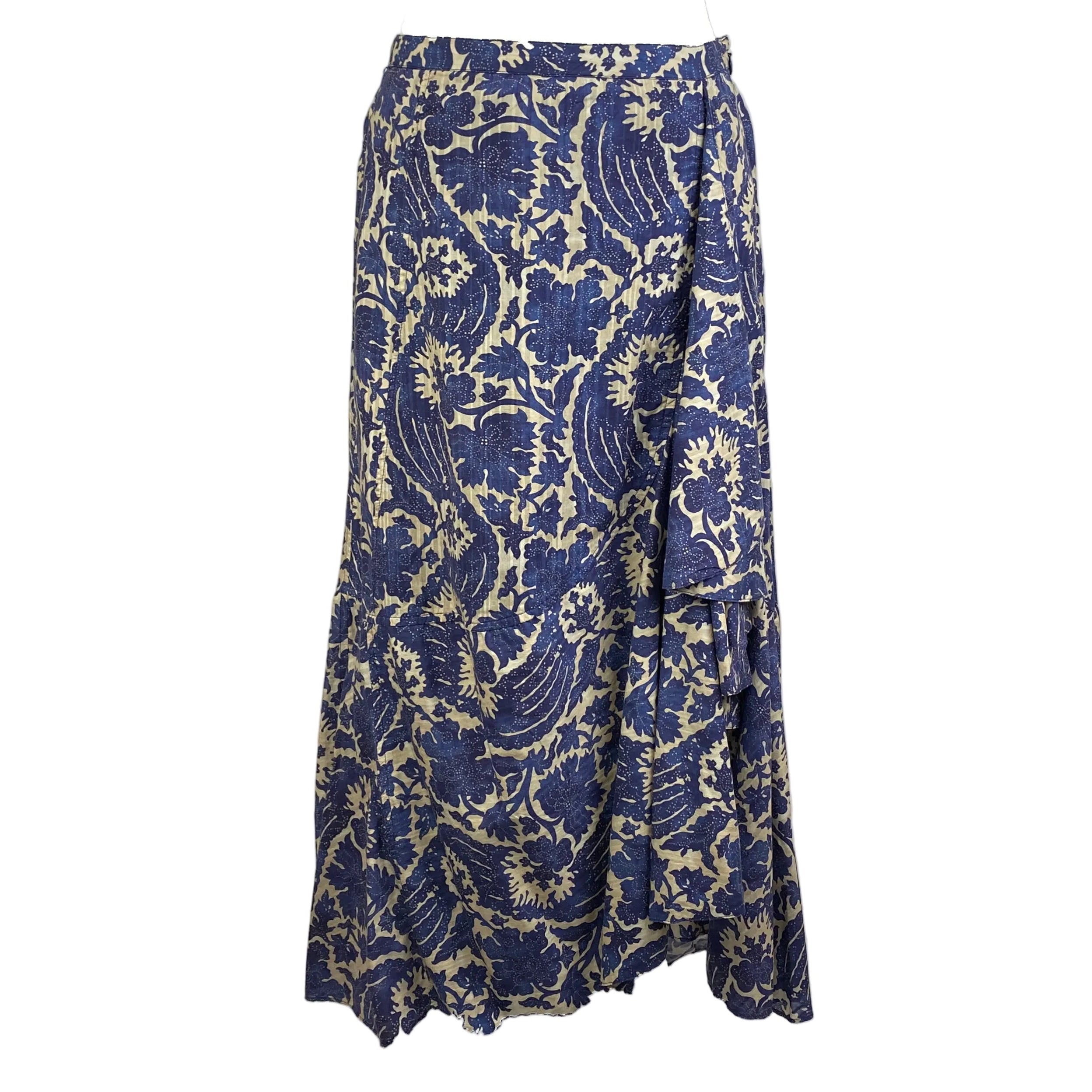 Ulla Johnson New Blue & White Print Cotton Mix Skirt M