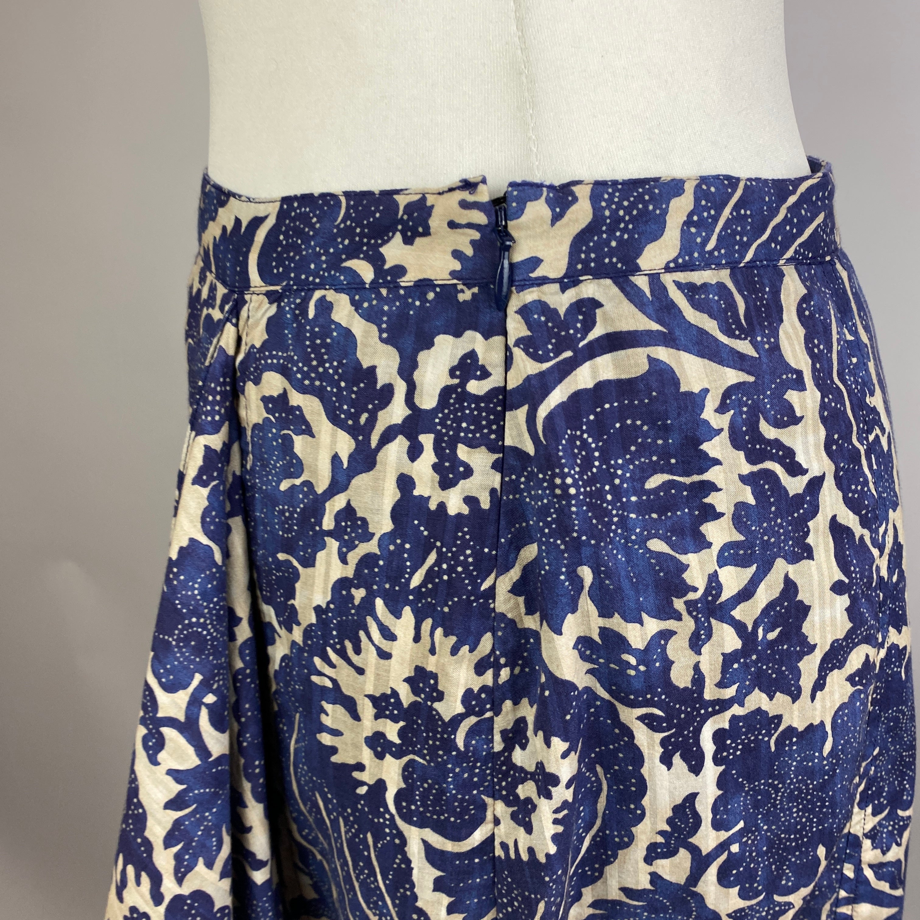 Ulla Johnson New Blue & White Print Cotton Mix Skirt M