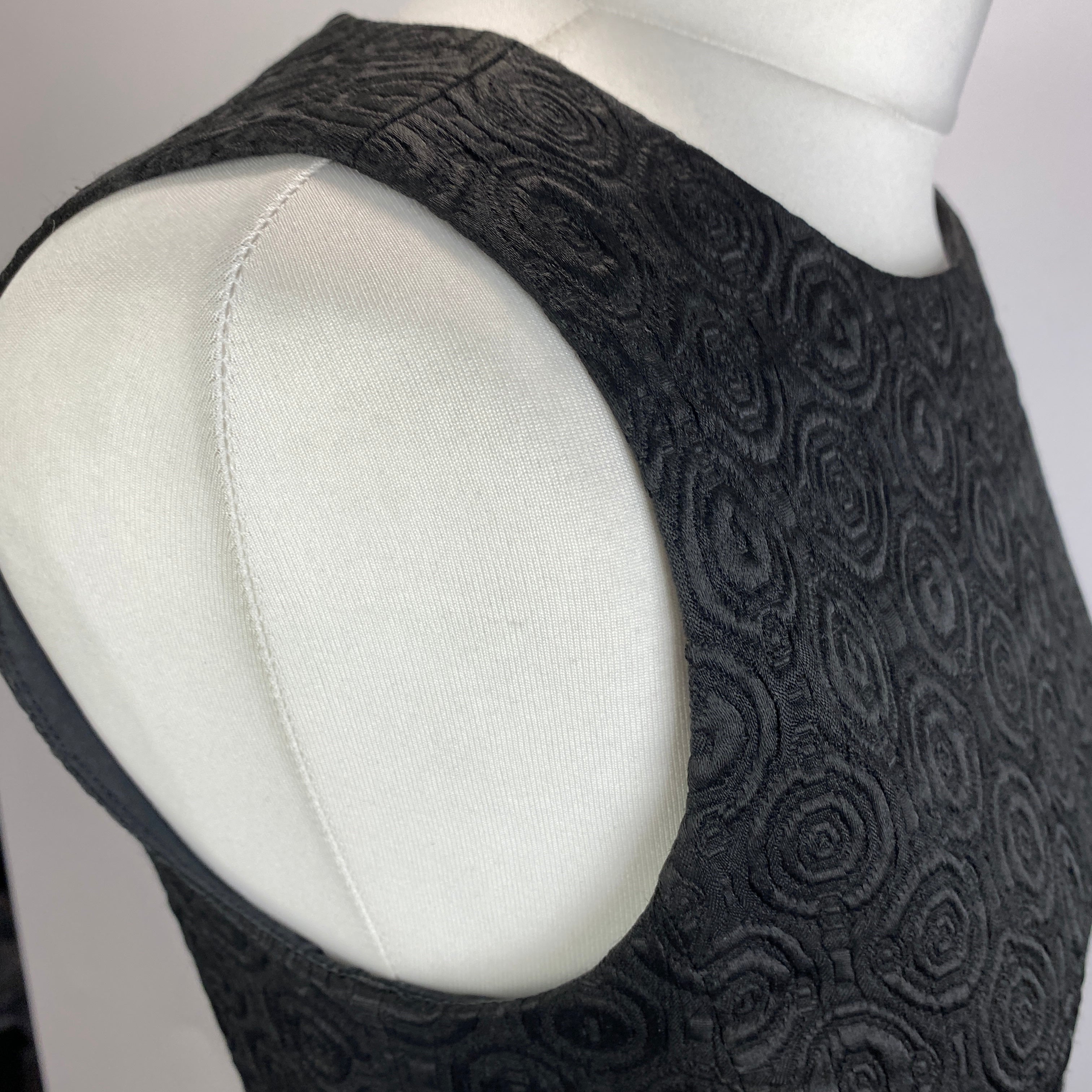 Max Mara Black Textured Jacquard Shift Dress S