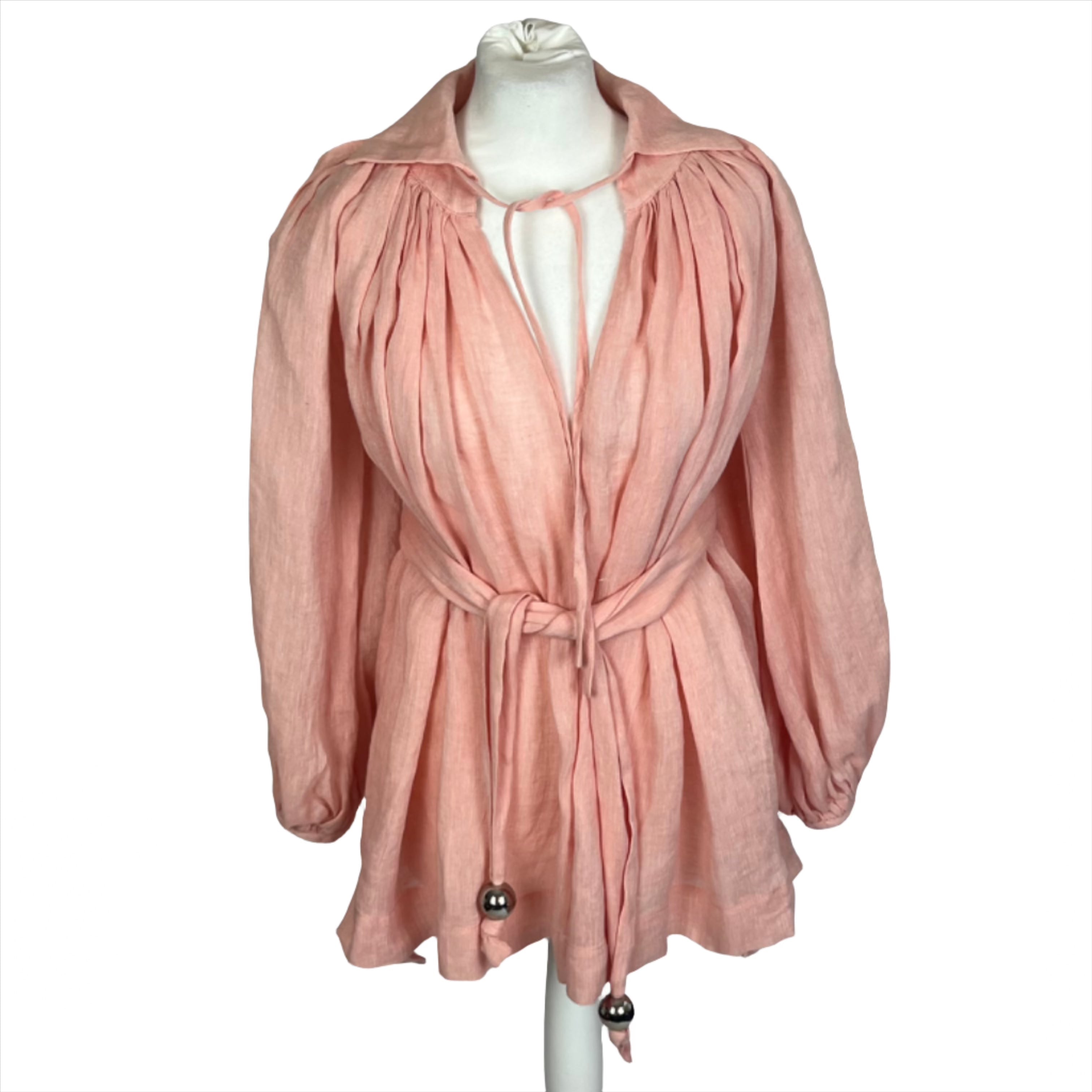 Lisa Marie Fernandez New £510 Peach Gauze Belted Smock XS/S/M/L