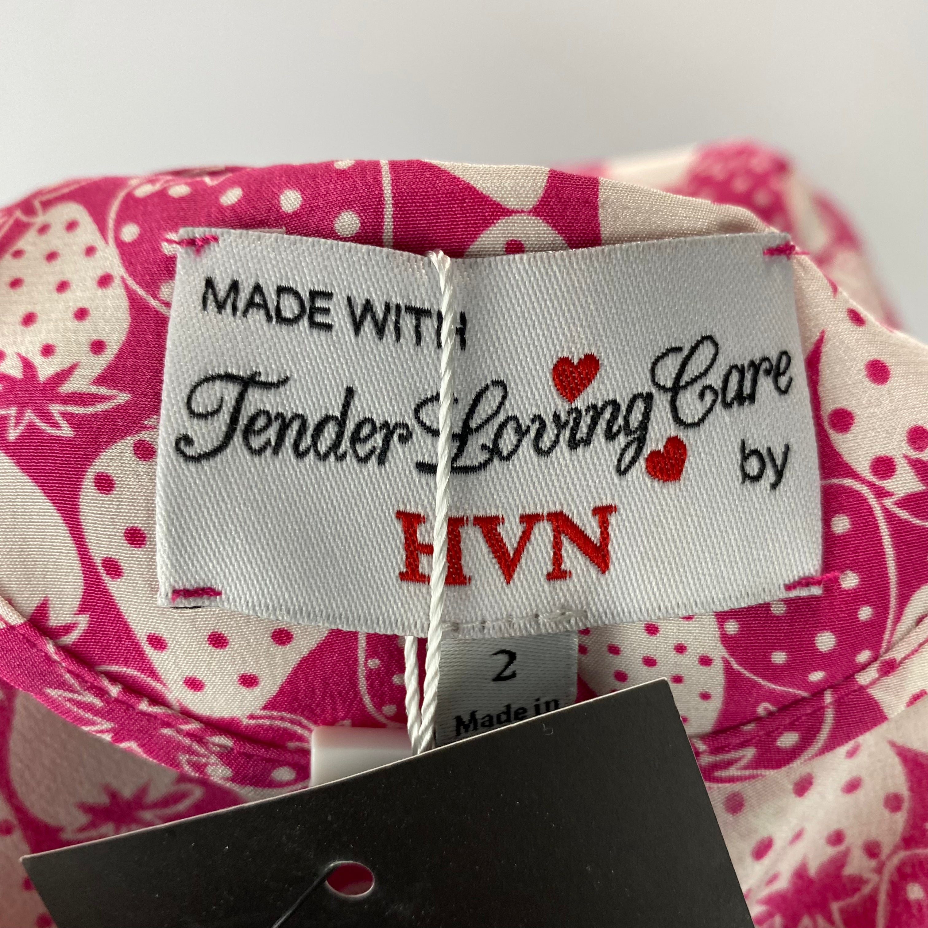 HVN New Pink Silk Strawberry Print Mini Dress XXS