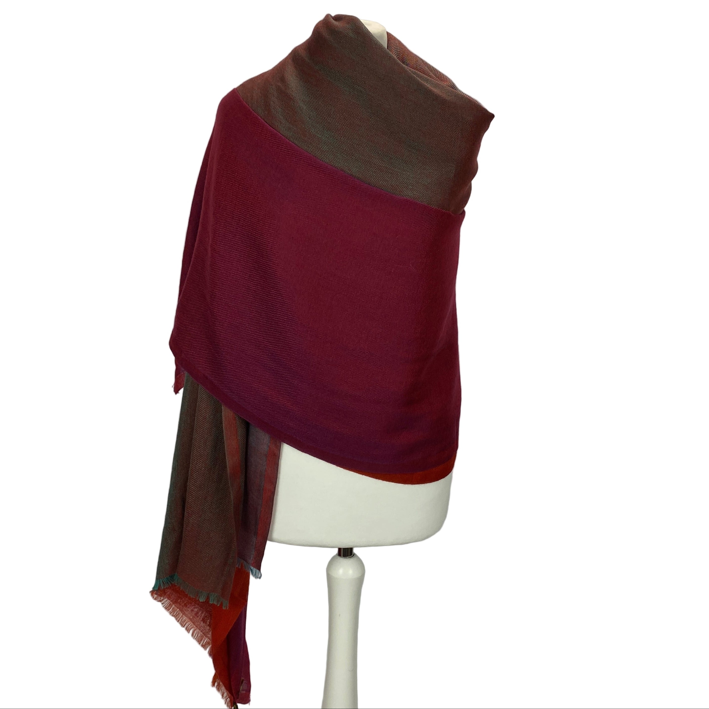Loro Piana New Rust & Jade Cashmere & Silk Aylit Scarf