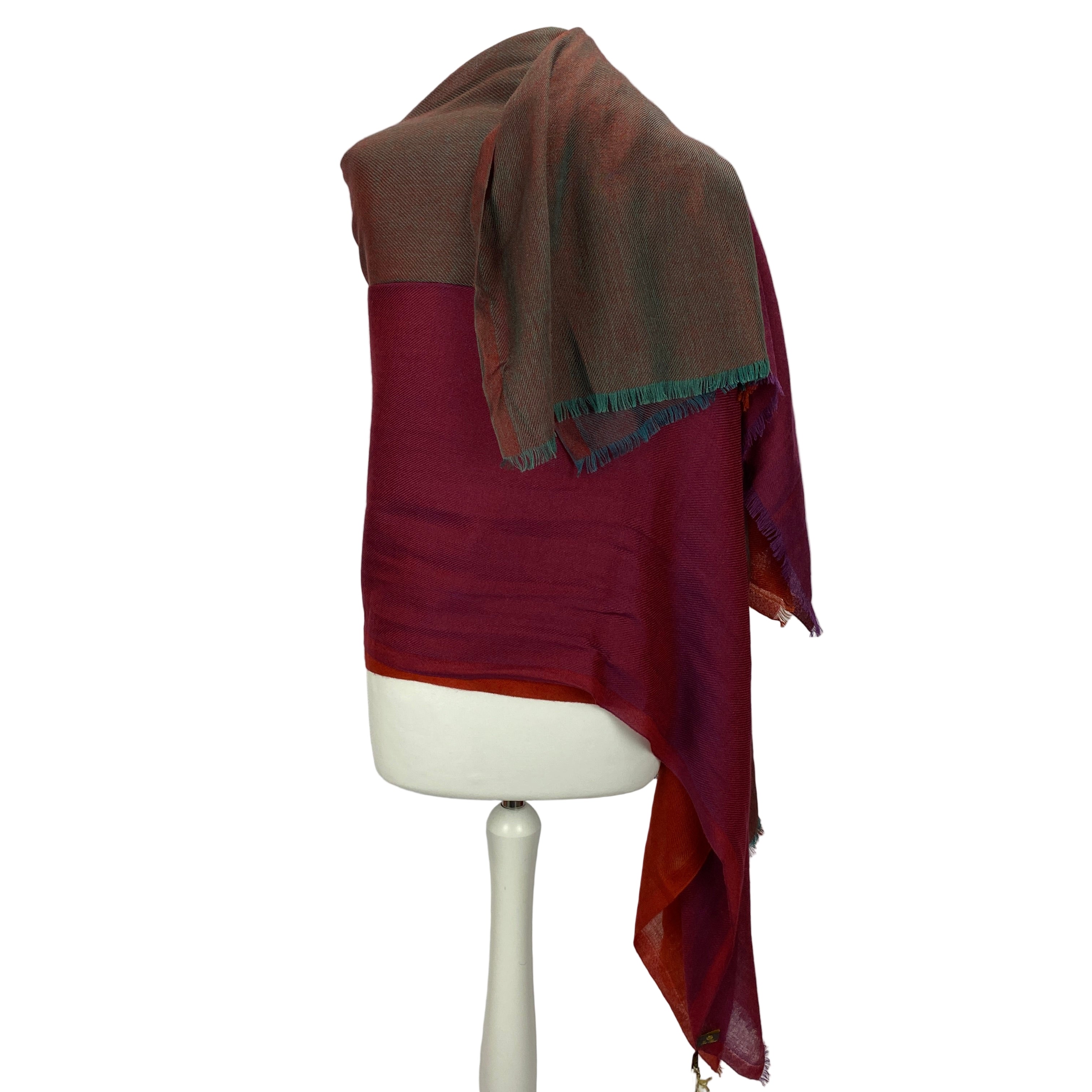 Loro Piana New Rust & Jade Cashmere & Silk Aylit Scarf