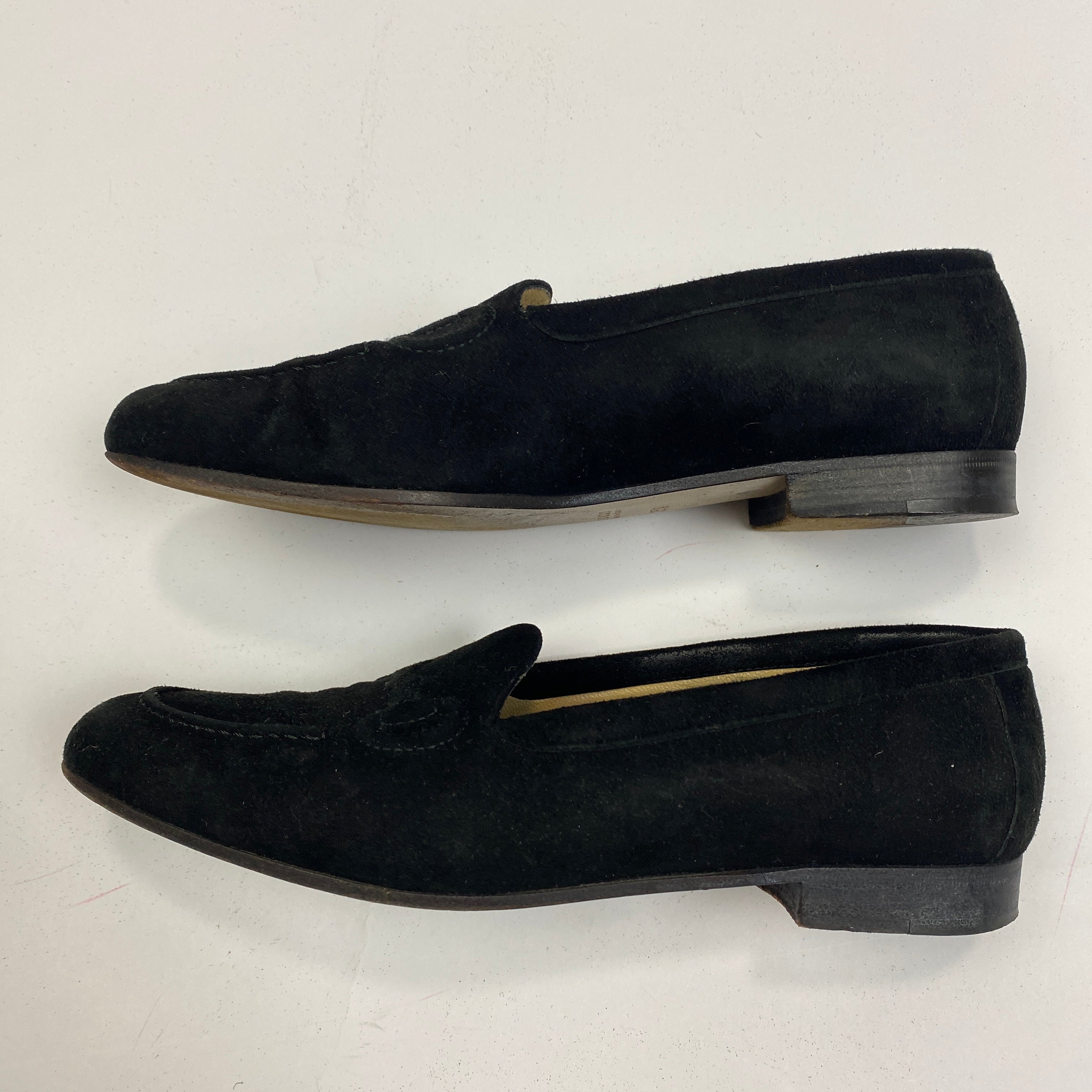 Gucci Vintage Black Suede Horsebit Stitch Loafers 35.5