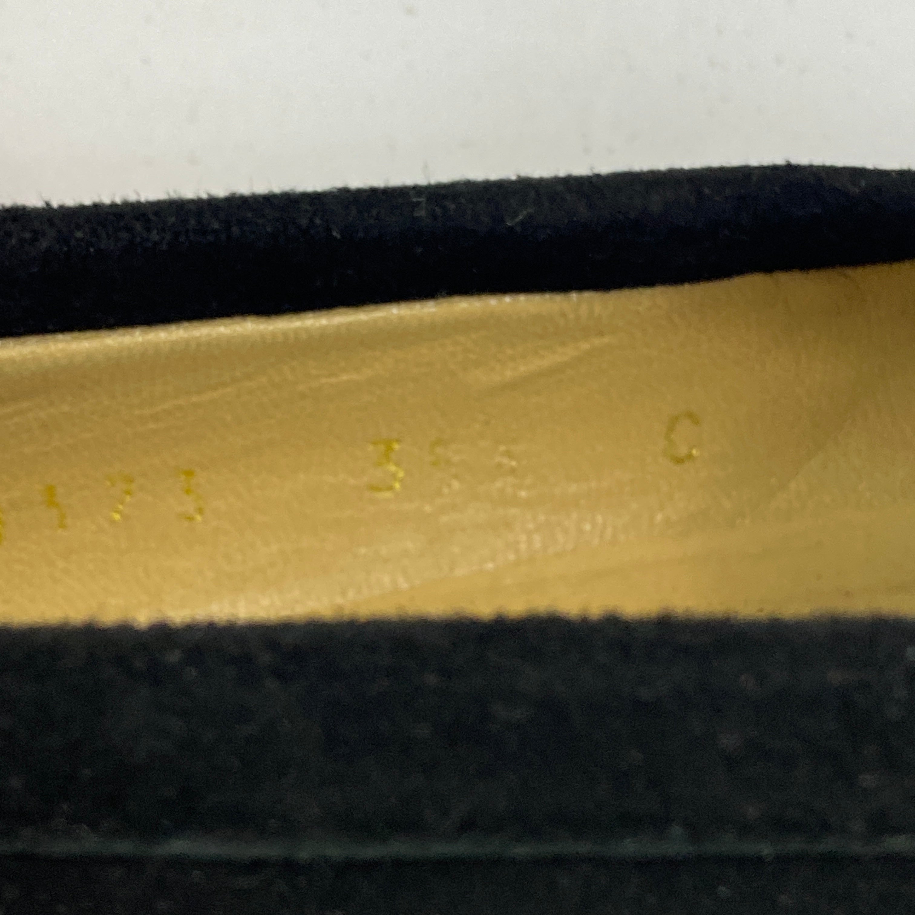Gucci Vintage Black Suede Horsebit Stitch Loafers 35.5