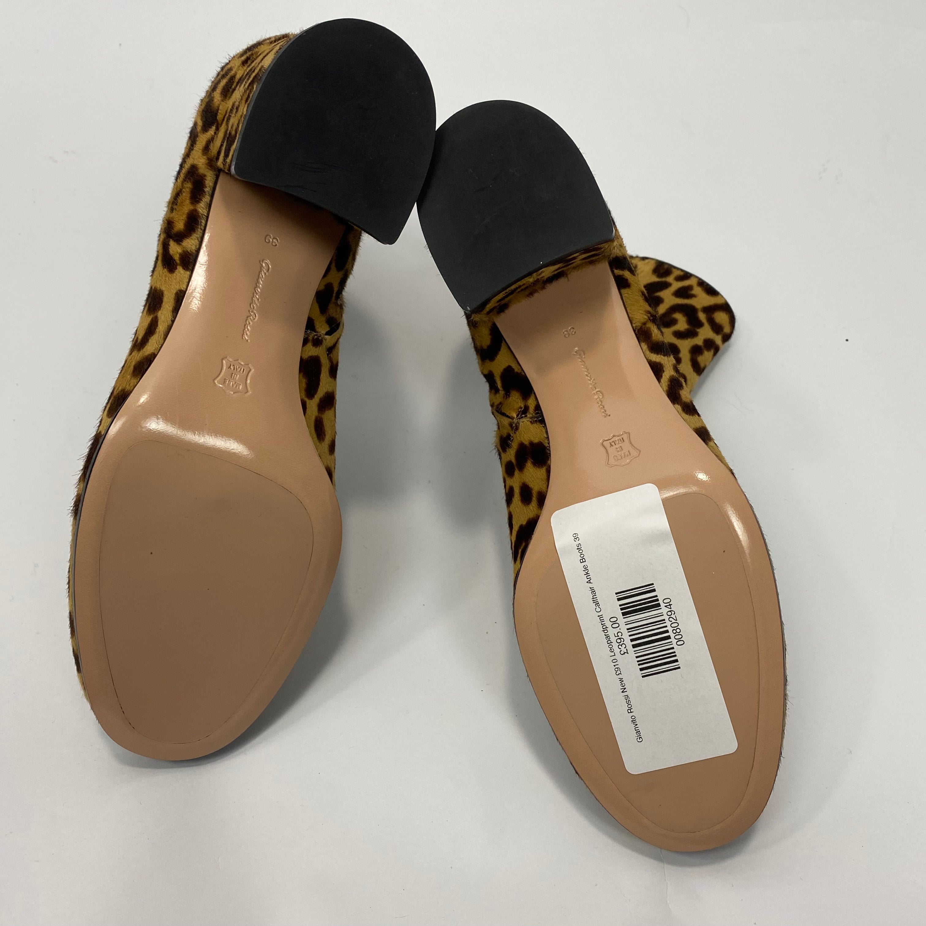 Gianvito Rossi New £910 Leopardprint Calfhair Ankle Boots 39