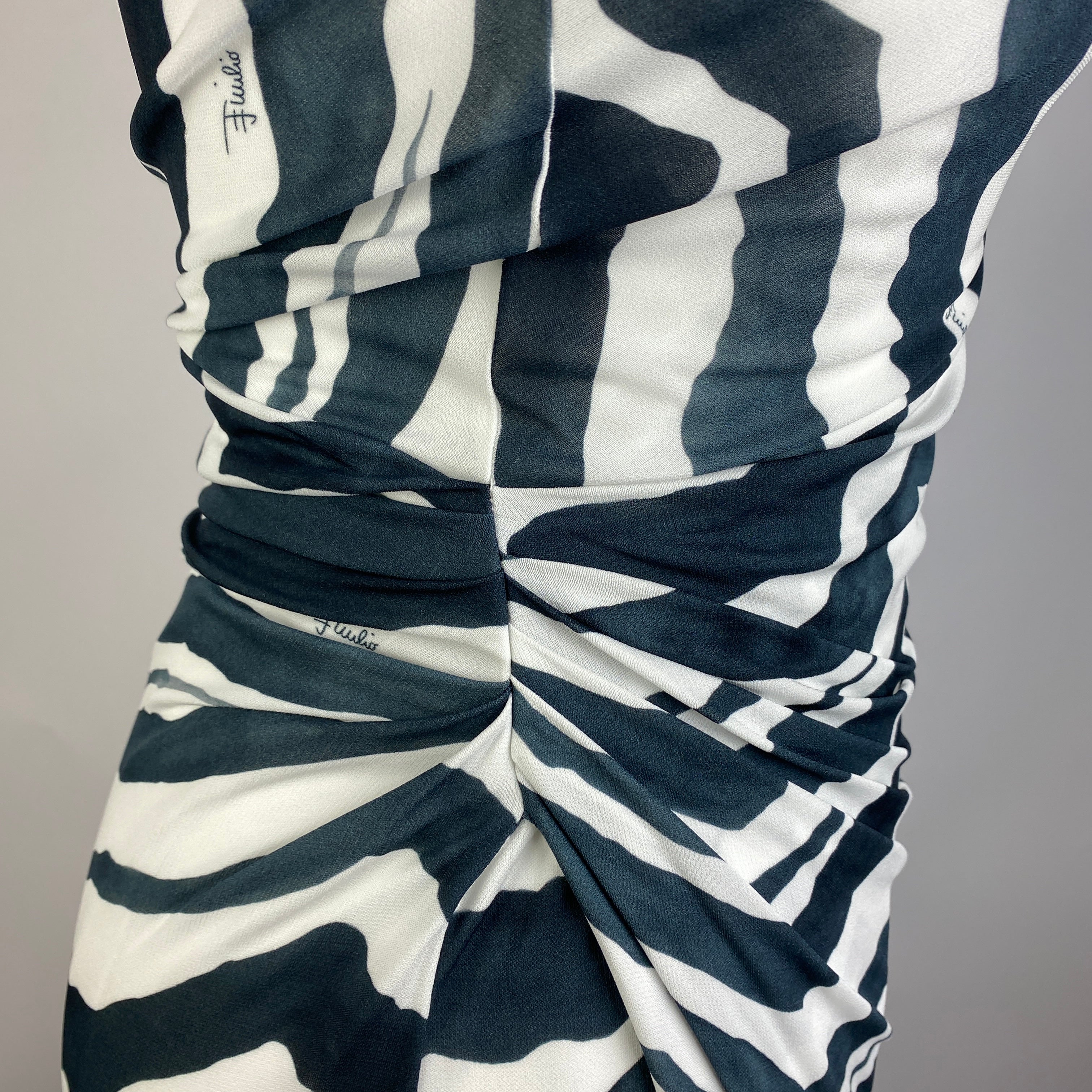 Emilio Pucci Black & White Zebraprint Column Maxi Dress S